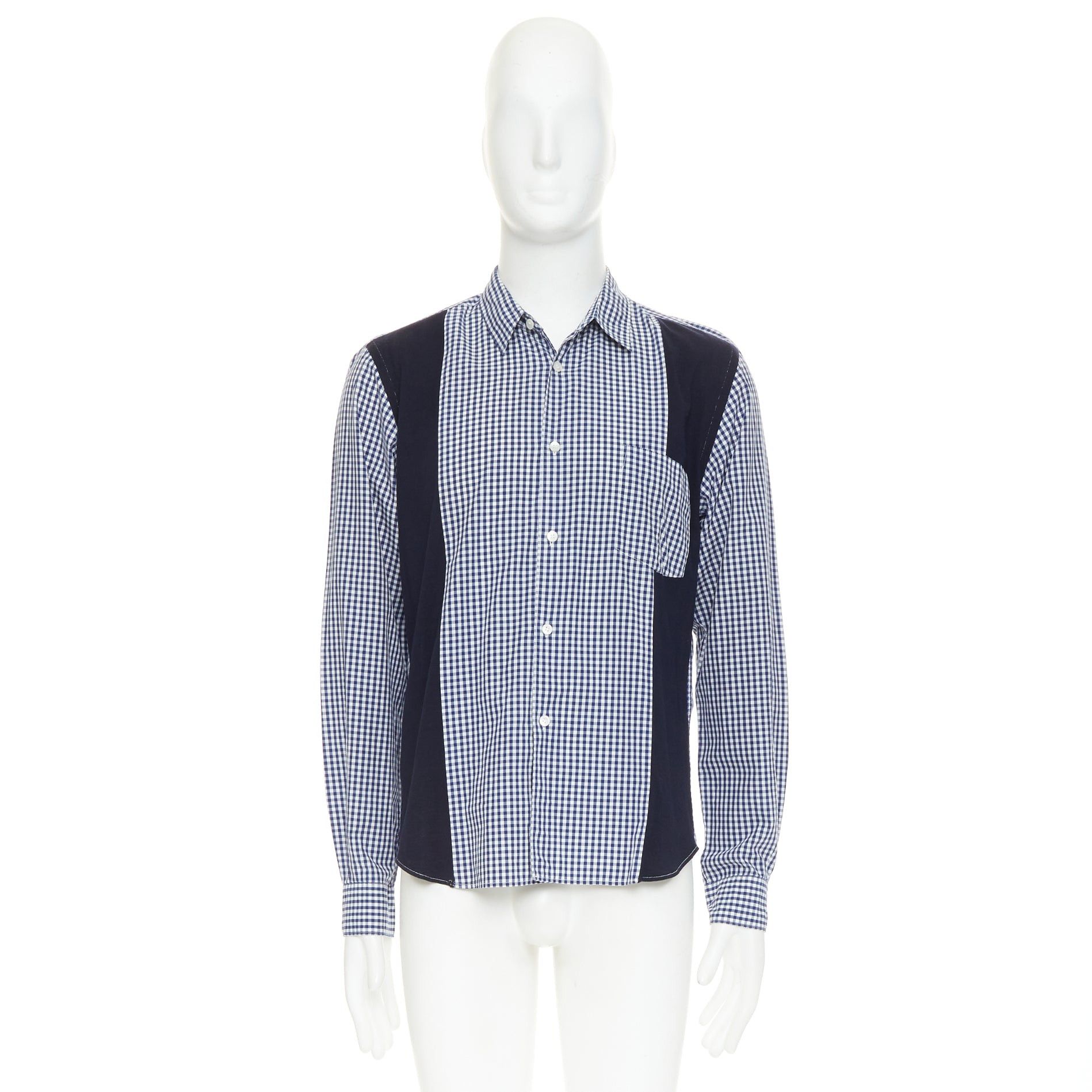 Comme des Garcons COMME DES GARCONS SHIRT 2010 white blue patchwork gingham cotton wool shirt L Size US L / EU 52-54 / 3 - 9 Thumbnail