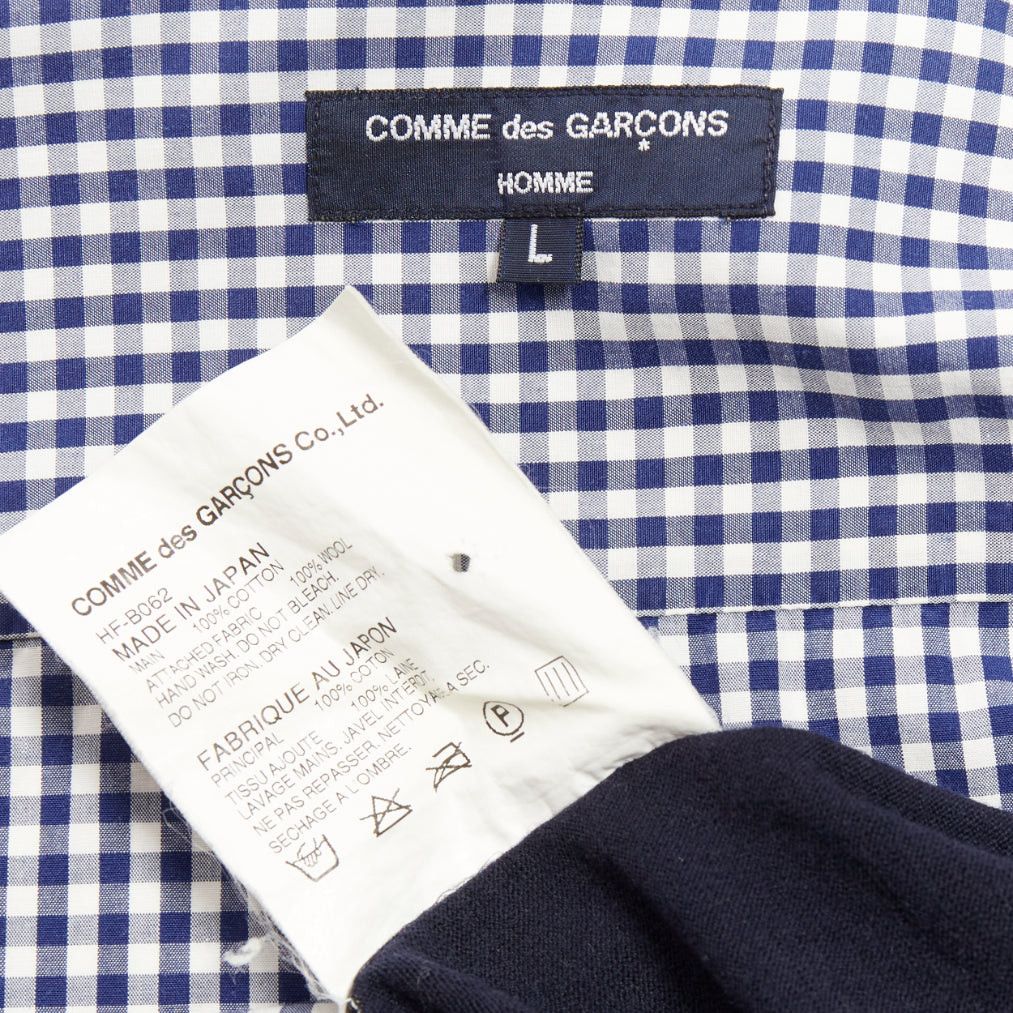 Comme des Garcons COMME DES GARCONS SHIRT 2010 white blue patchwork gingham cotton wool shirt L Size US L / EU 52-54 / 3 - 8 Thumbnail