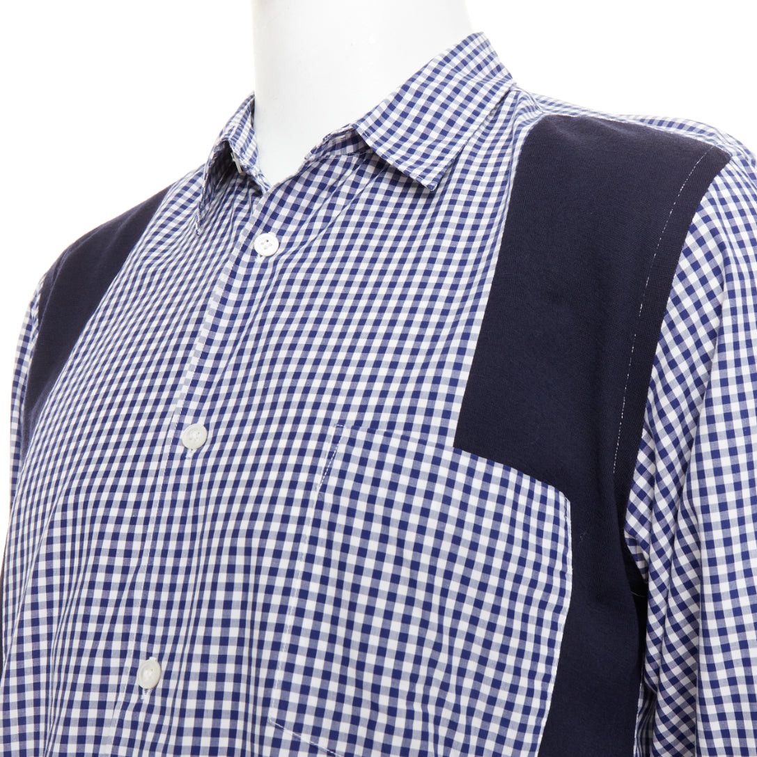 Comme des Garcons COMME DES GARCONS SHIRT 2010 white blue patchwork gingham cotton wool shirt L Size US L / EU 52-54 / 3 - 7 Thumbnail