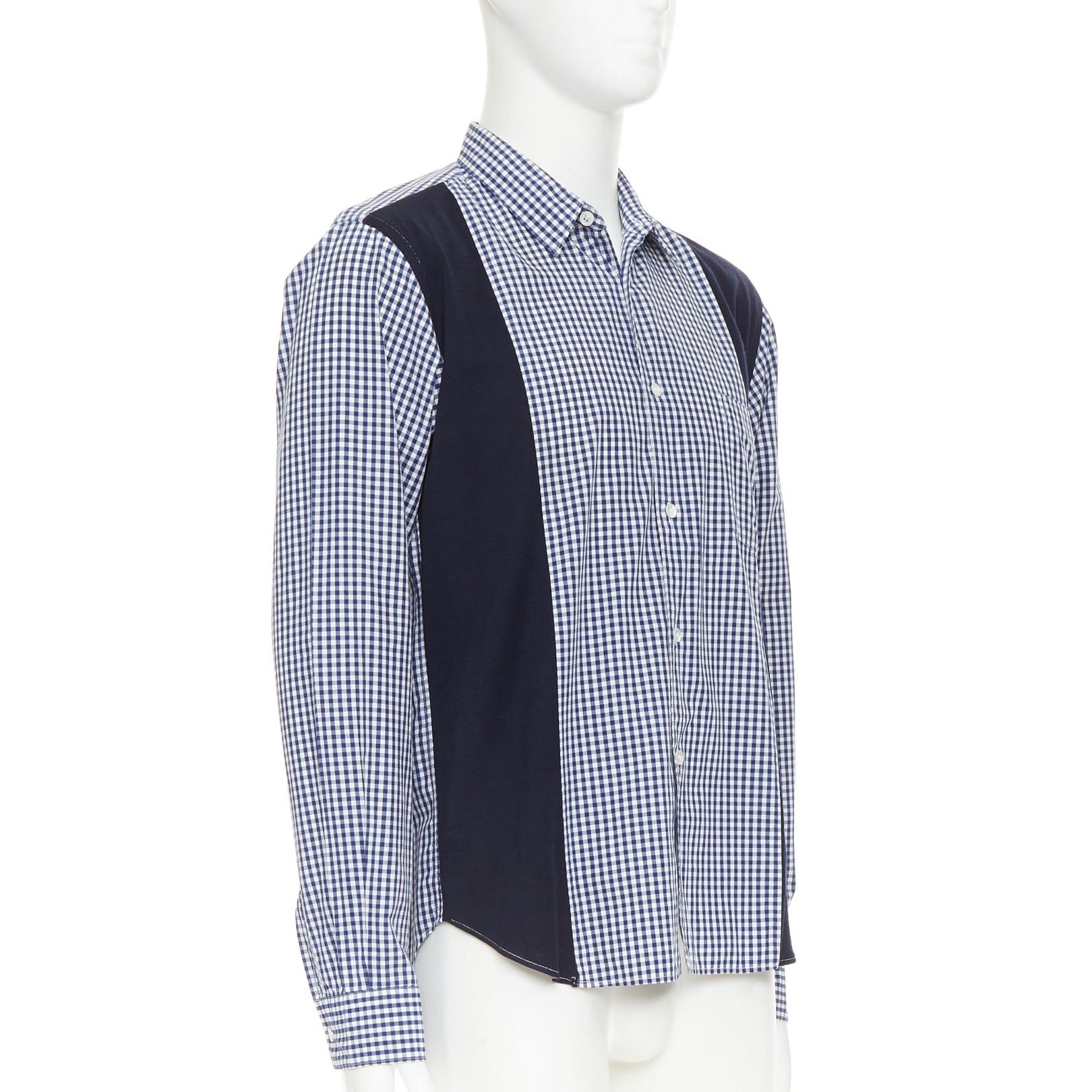 Comme des Garcons COMME DES GARCONS SHIRT 2010 white blue patchwork gingham cotton wool shirt L Size US L / EU 52-54 / 3 - 3 Thumbnail