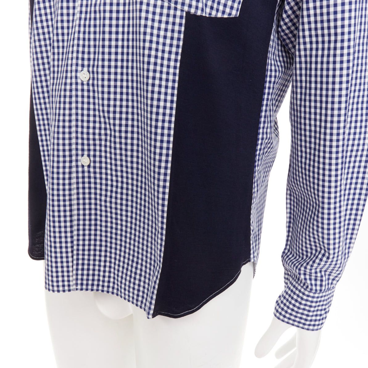 Comme des Garcons COMME DES GARCONS SHIRT 2010 white blue patchwork gingham cotton wool shirt L Size US L / EU 52-54 / 3 - 2 Thumbnail