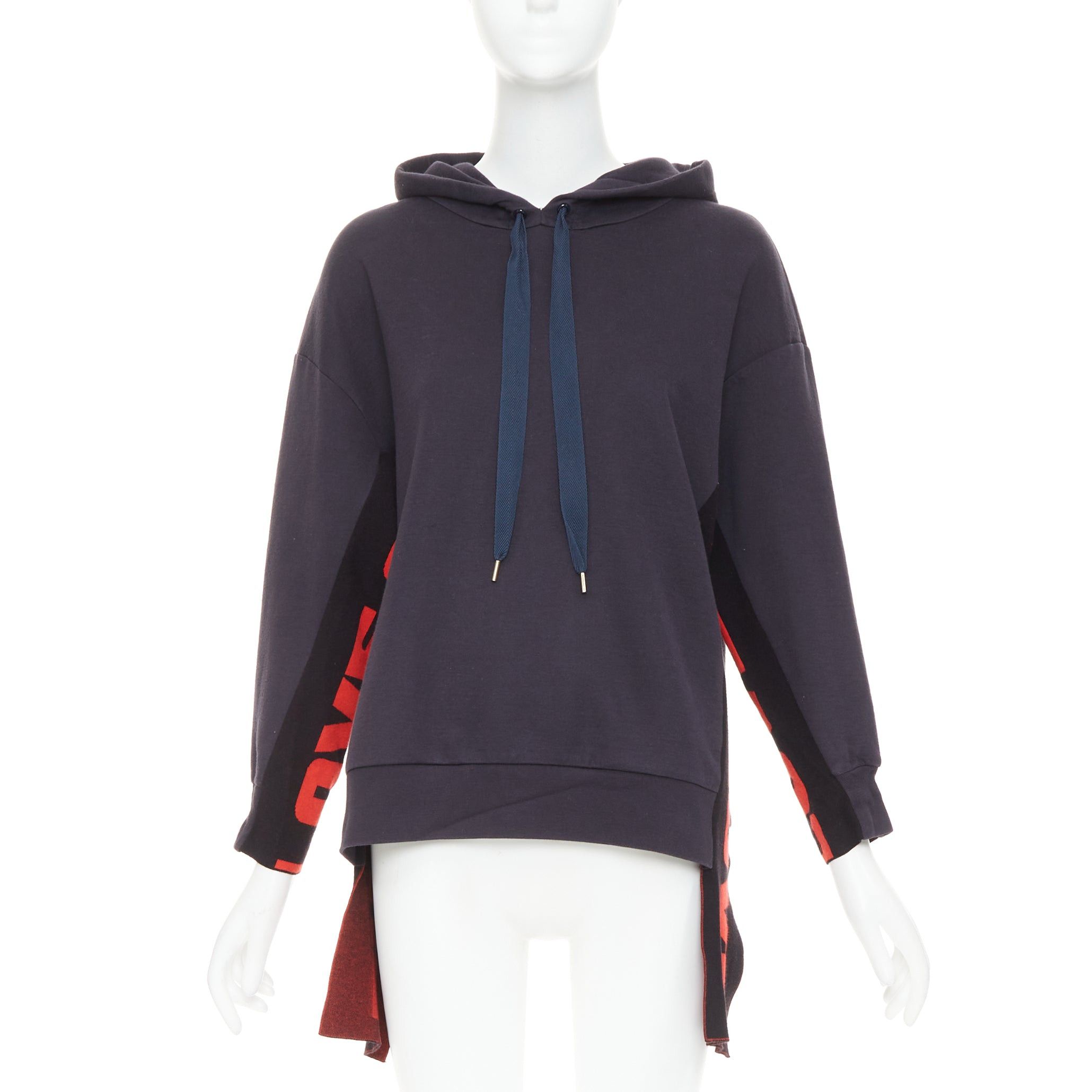 Stella McCartney STELLA MCCARTNEY 2017 All is Love trim high low hem drawstring hoodie IT36 XXS Size XS / US 0-2 / IT 36-38 - 3 Thumbnail