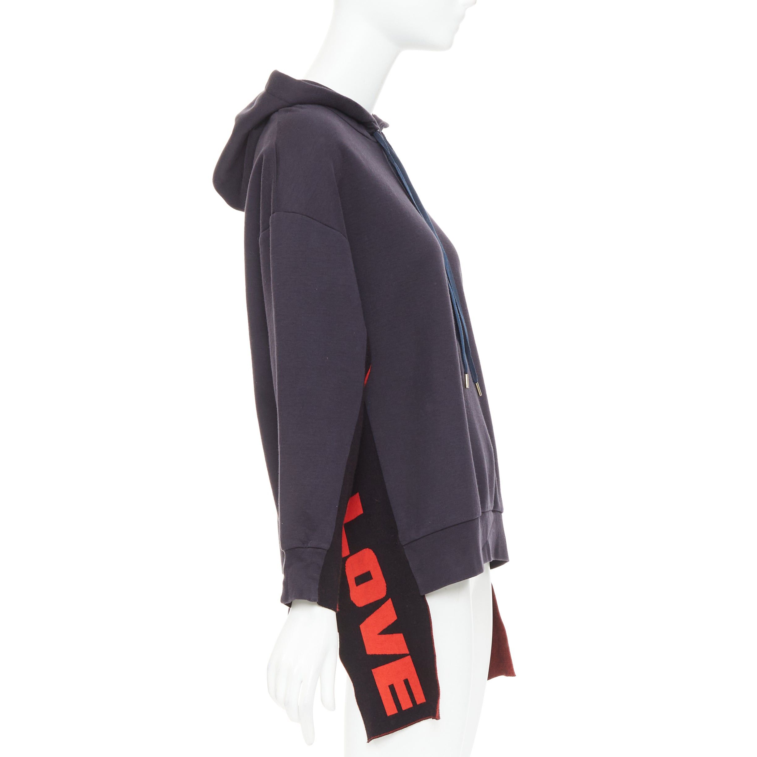 Stella McCartney STELLA MCCARTNEY 2017 All is Love trim high low hem drawstring hoodie IT36 XXS Size XS / US 0-2 / IT 36-38 - 4 Thumbnail