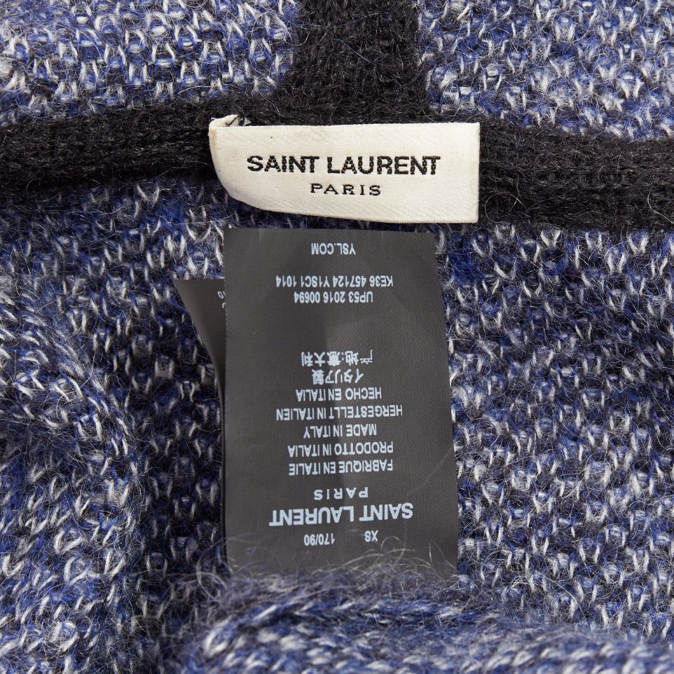 Saint Laurent Paris SAINT LAURENT Hedi Slimane 2016 super kid mohair navy star intarsia hooded cardigan XS Size XS / US 0-2 / IT 36-38 - 8 Thumbnail