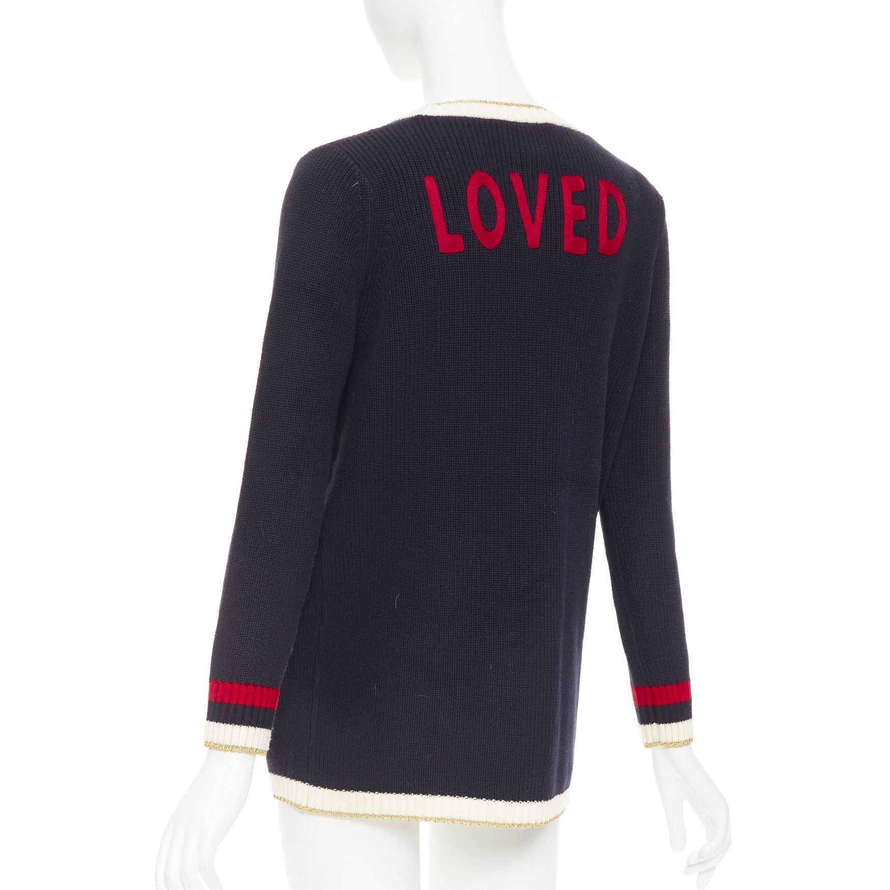 Gucci GUCCI Alessandro Michele navy cotton blend web pearl button cardigan XS Size XS / US 0-2 / IT 36-38 - 6 Thumbnail