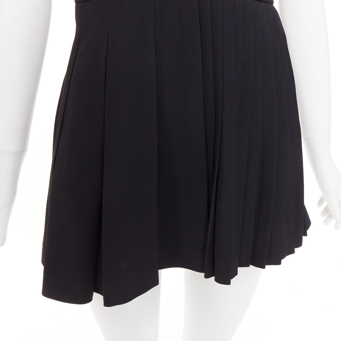 Other FAUSTO PUGLISI black crepe multi pleated cut out V neck mini dress IT38 XS Size XS / US 0-2 / IT 36-38 - 7 Thumbnail