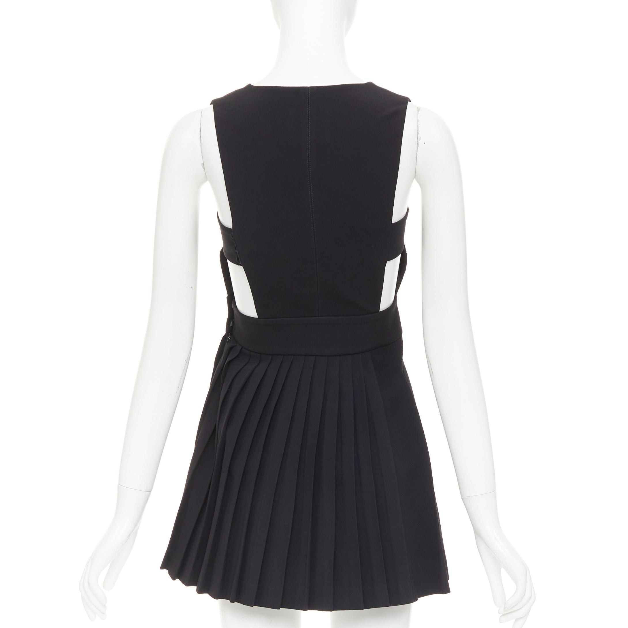 Other FAUSTO PUGLISI black crepe multi pleated cut out V neck mini dress IT38 XS Size XS / US 0-2 / IT 36-38 - 5 Thumbnail