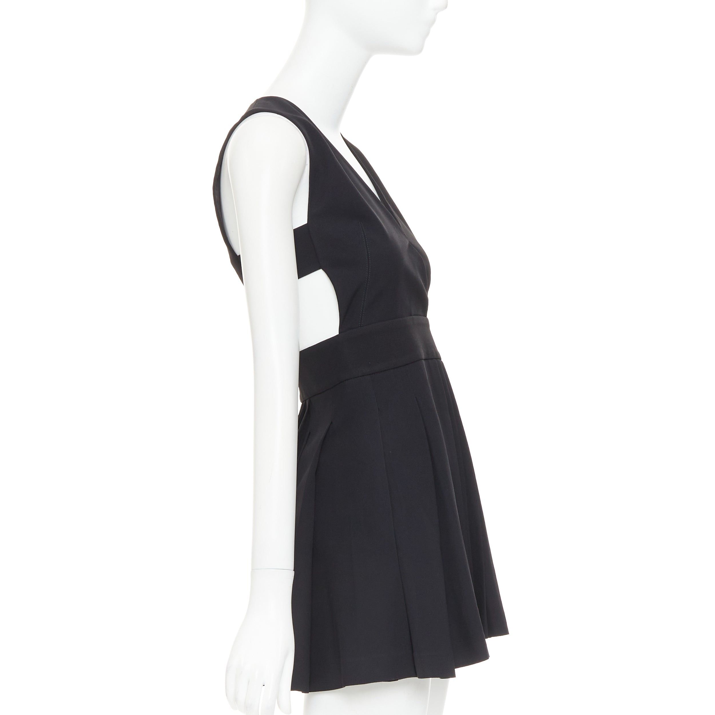 Other FAUSTO PUGLISI black crepe multi pleated cut out V neck mini dress IT38 XS Size XS / US 0-2 / IT 36-38 - 4 Thumbnail