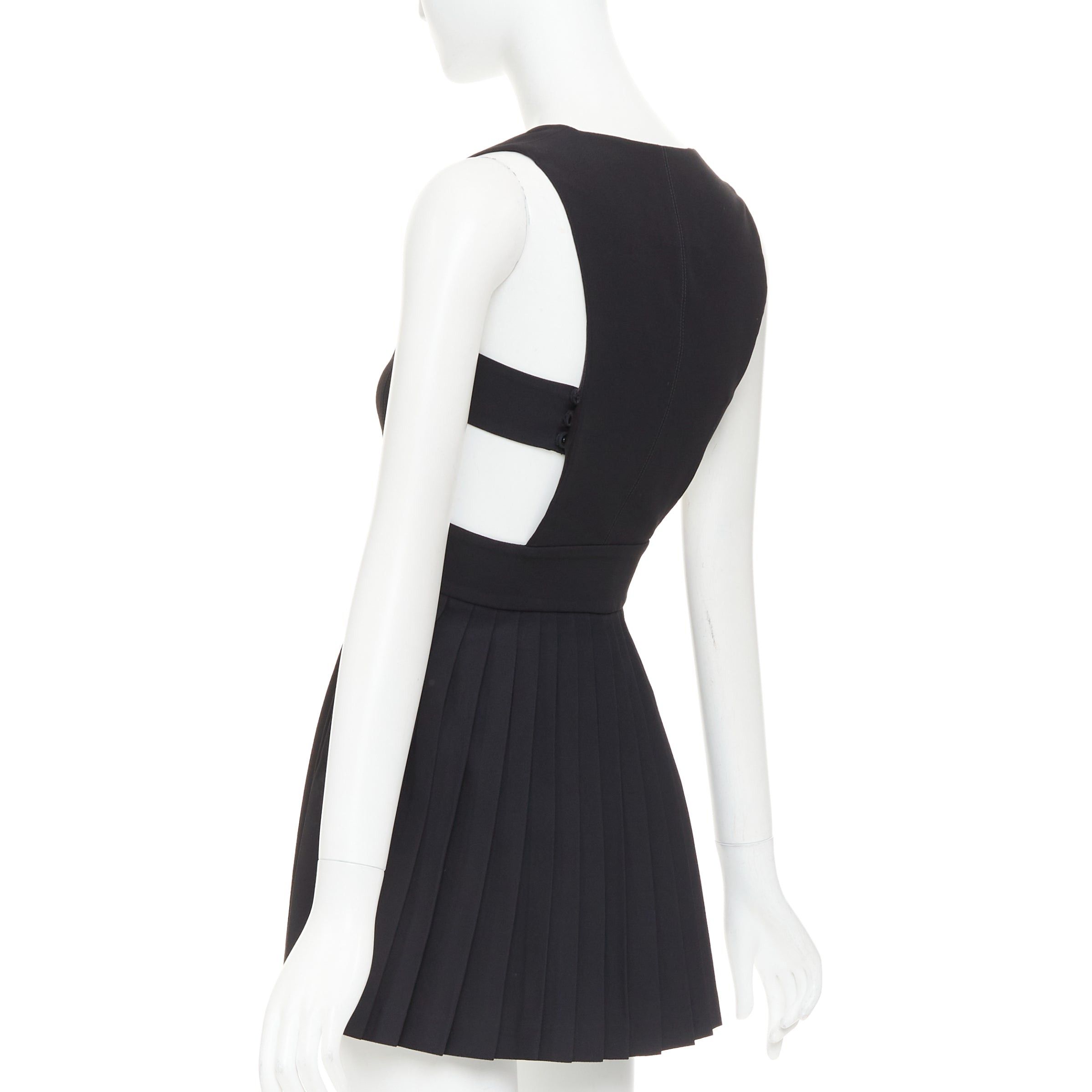 Other FAUSTO PUGLISI black crepe multi pleated cut out V neck mini dress IT38 XS Size XS / US 0-2 / IT 36-38 - 6 Thumbnail