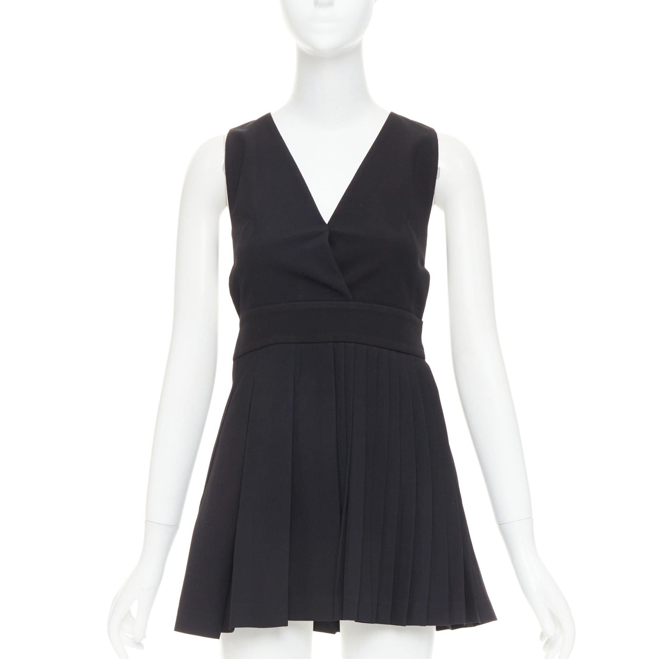 Other FAUSTO PUGLISI black crepe multi pleated cut out V neck mini dress IT38 XS Size XS / US 0-2 / IT 36-38 - 3 Thumbnail