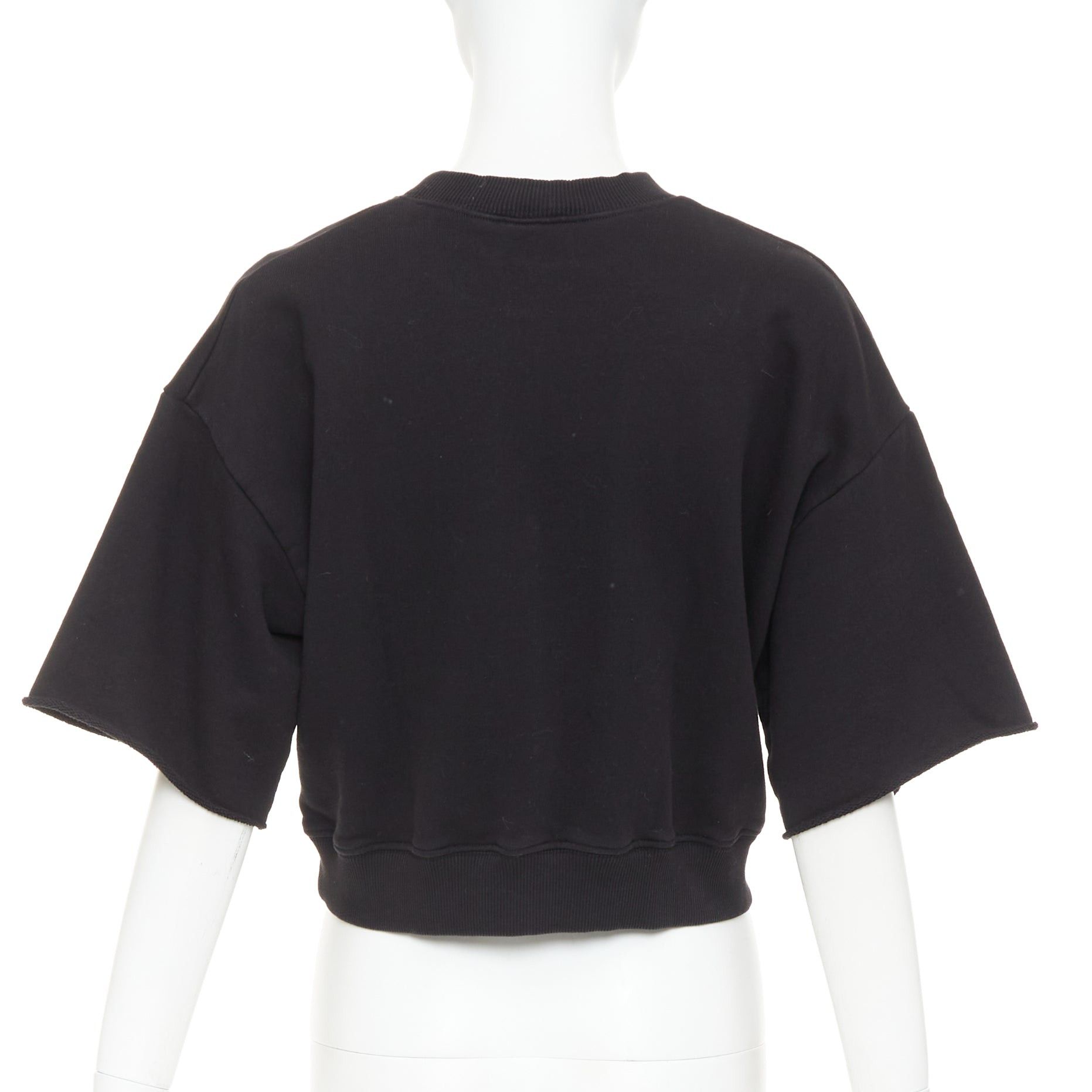 Saint Laurent Paris SAINT LAURENT 2016 black cotton vintage logo cropped boxy sweatshirt XS Size XS / US 0-2 / IT 36-38 - 5 Thumbnail