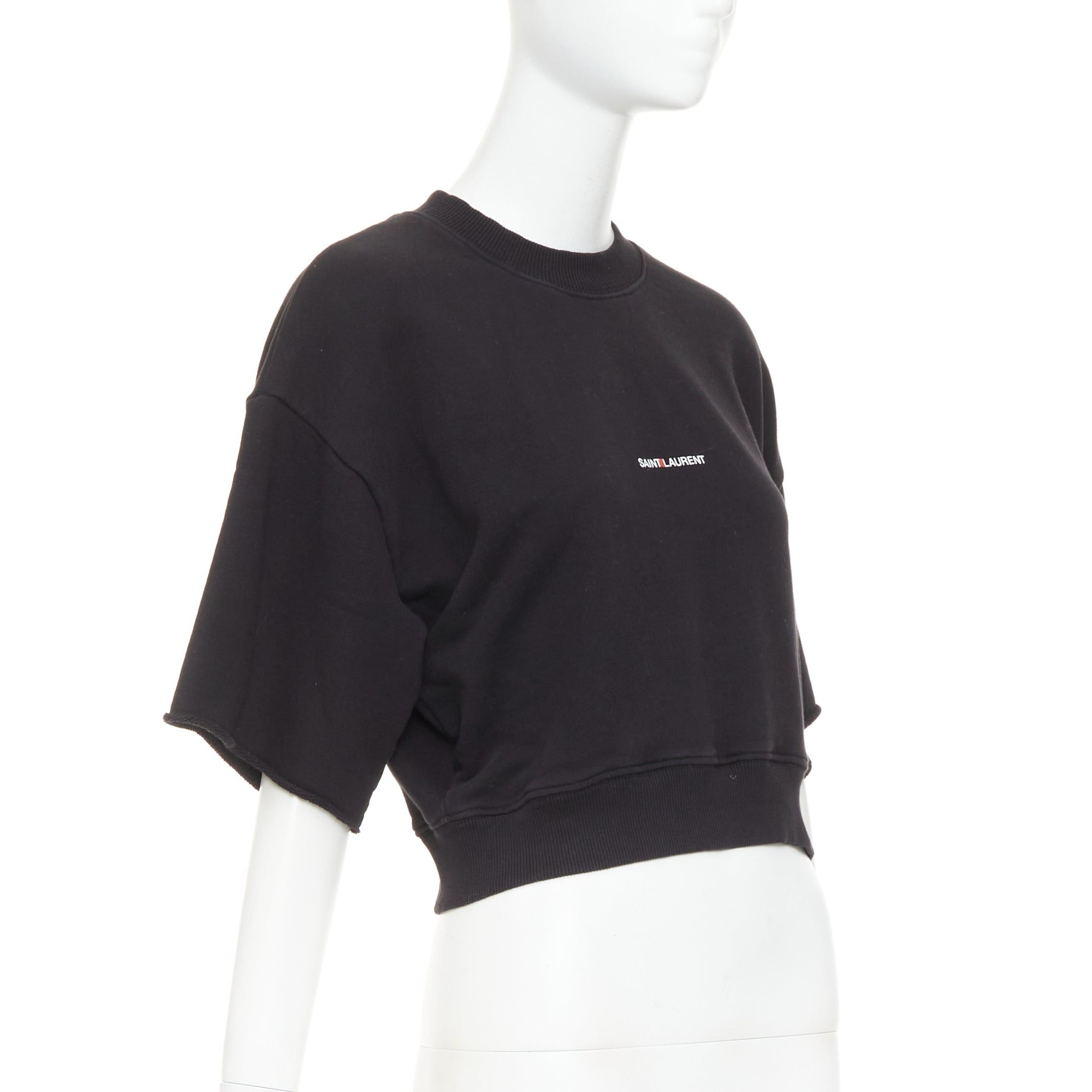 Saint Laurent Paris SAINT LAURENT 2016 black cotton vintage logo cropped boxy sweatshirt XS Size XS / US 0-2 / IT 36-38 - 3 Thumbnail