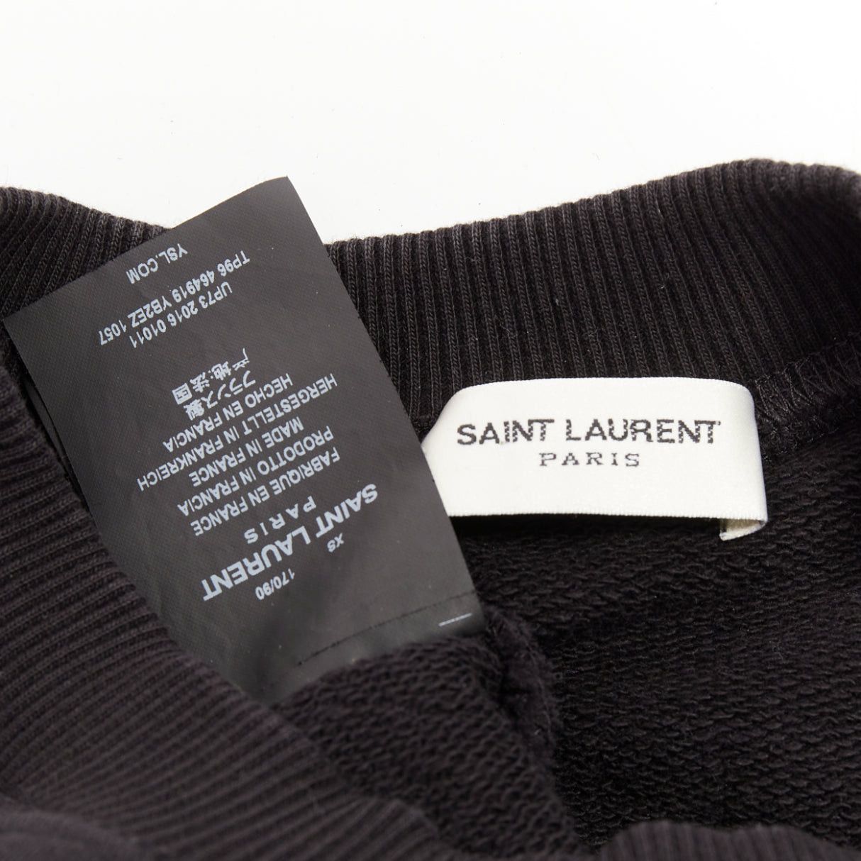 Saint Laurent Paris SAINT LAURENT 2016 black cotton vintage logo cropped boxy sweatshirt XS Size XS / US 0-2 / IT 36-38 - 8 Thumbnail