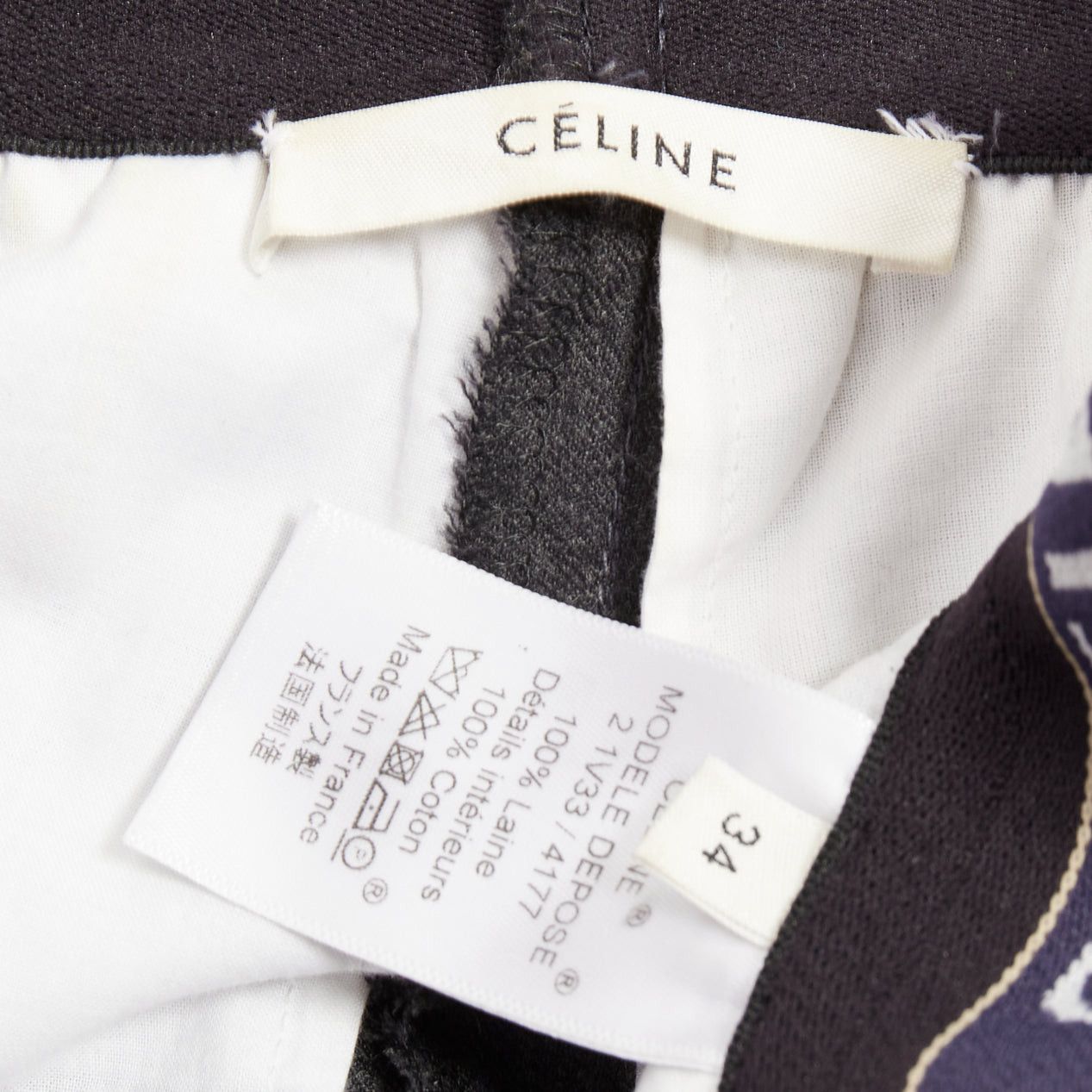 Celine CELINE Phoebe Philo grey wool logo waistband wide leg trousers FR34 XS Size 26" / US 2 / IT 38 - 8 Thumbnail