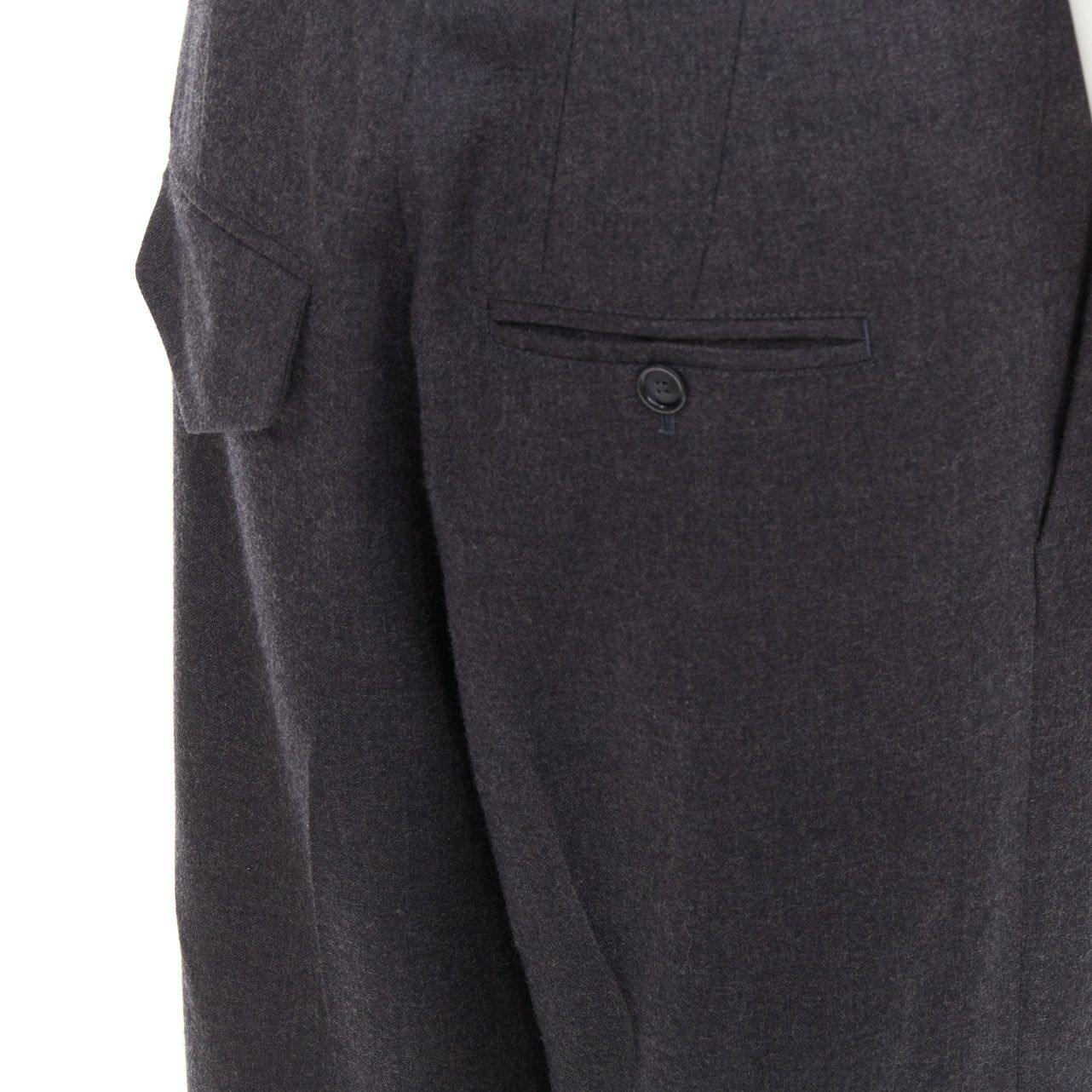 Celine CELINE Phoebe Philo grey wool logo waistband wide leg trousers FR34 XS Size 26" / US 2 / IT 38 - 7 Thumbnail