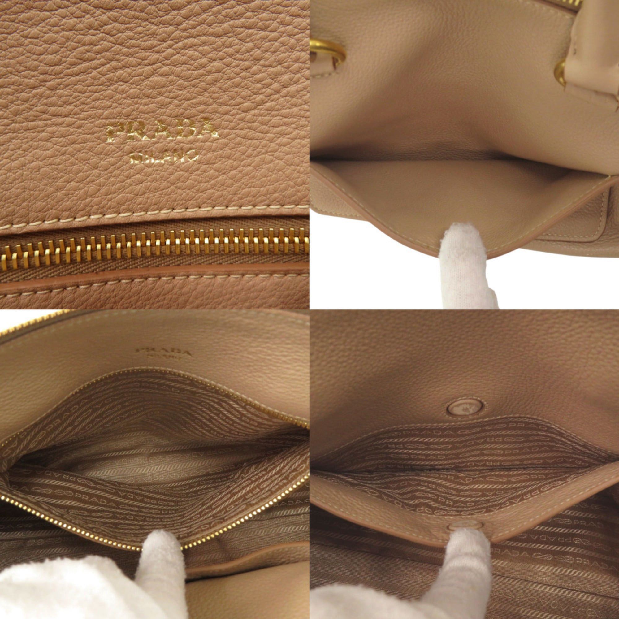 Prada Excellent condition Prada 2-way handbag 1BA063 gold hardware leather cameo CAMMEO beige shoulder bag 0518PRADA Size ONE SIZE - 9 Thumbnail