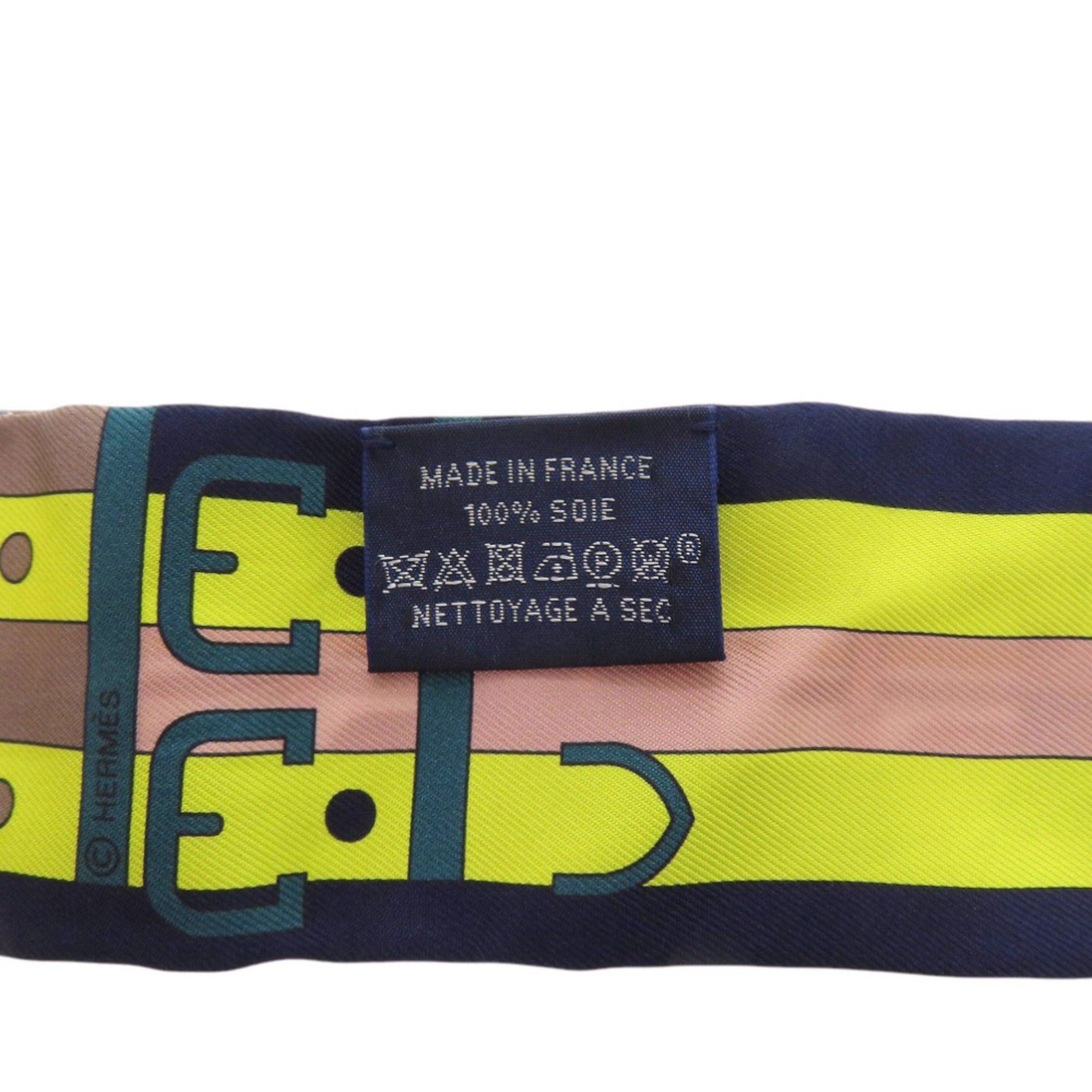Hermes Excellent condition Hermes Twilly Rocabar silk scarf in navy, greige, and yellow. 0478HERMES Size ONE SIZE - 3 Thumbnail