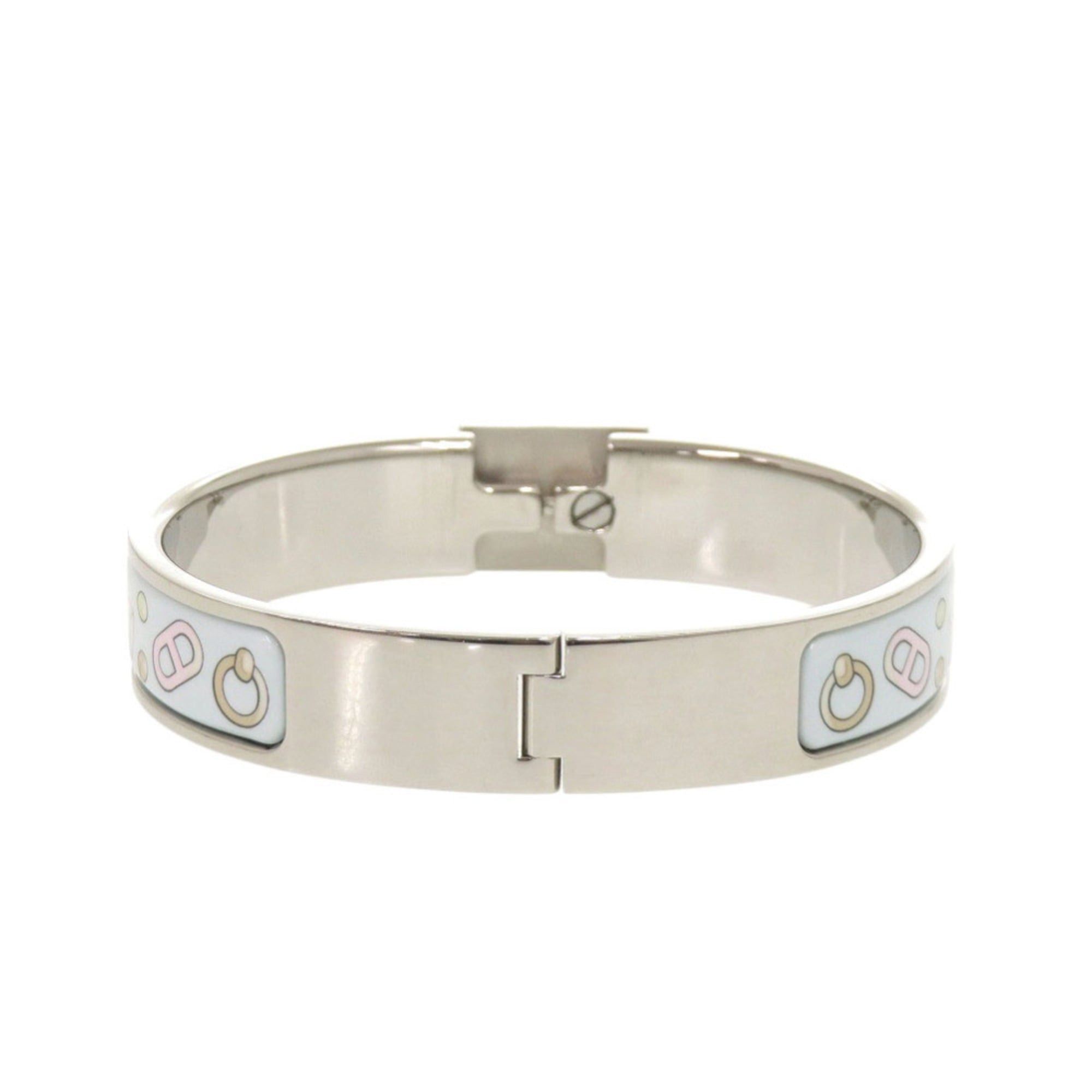 Hermes Excellent condition Hermes metal light blue silver bangle 1691HERMES Size ONE SIZE - 4 Thumbnail