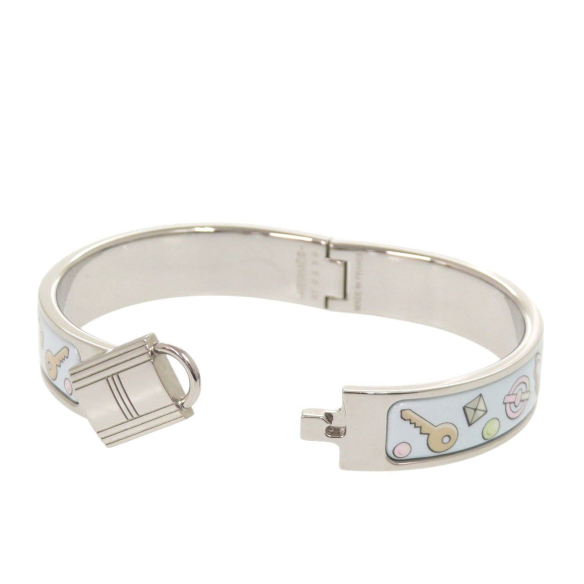Hermes Excellent condition Hermes metal light blue silver bangle 1691HERMES Size ONE SIZE - 6 Thumbnail