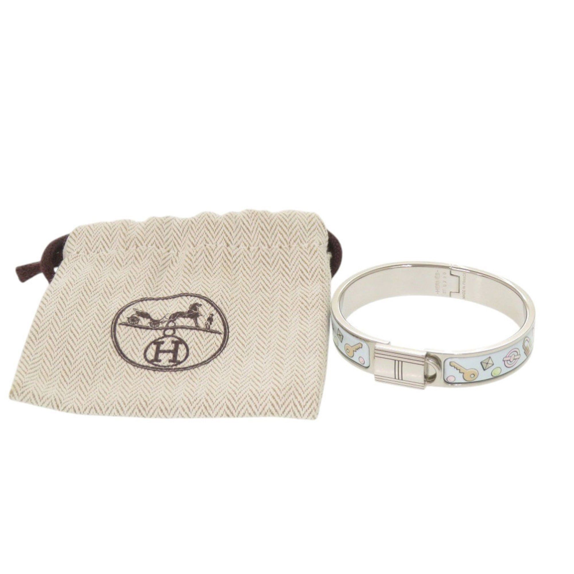 Hermes Excellent condition Hermes metal light blue silver bangle 1691HERMES Size ONE SIZE - 2 Thumbnail