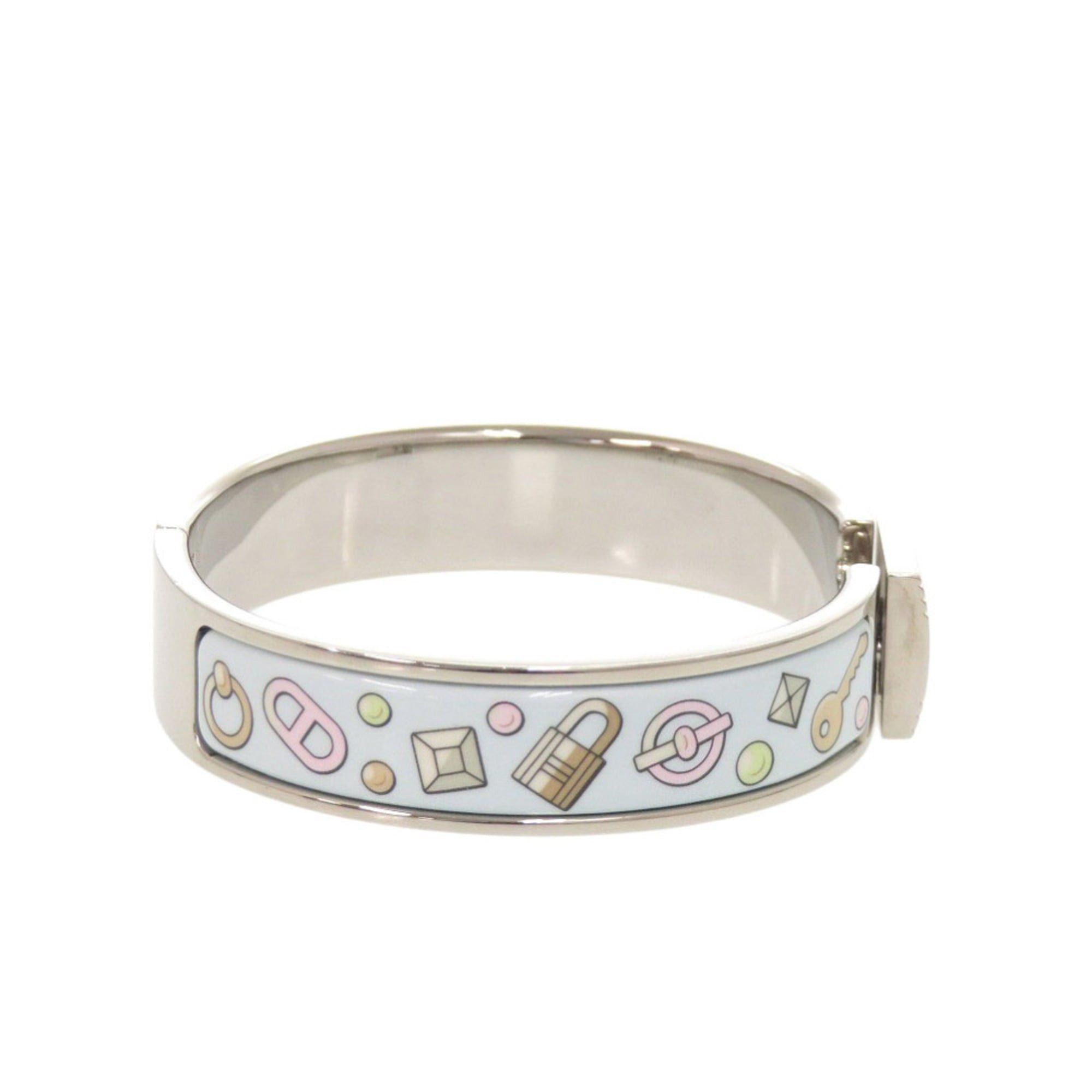 Hermes Excellent condition Hermes metal light blue silver bangle 1691HERMES Size ONE SIZE - 5 Thumbnail