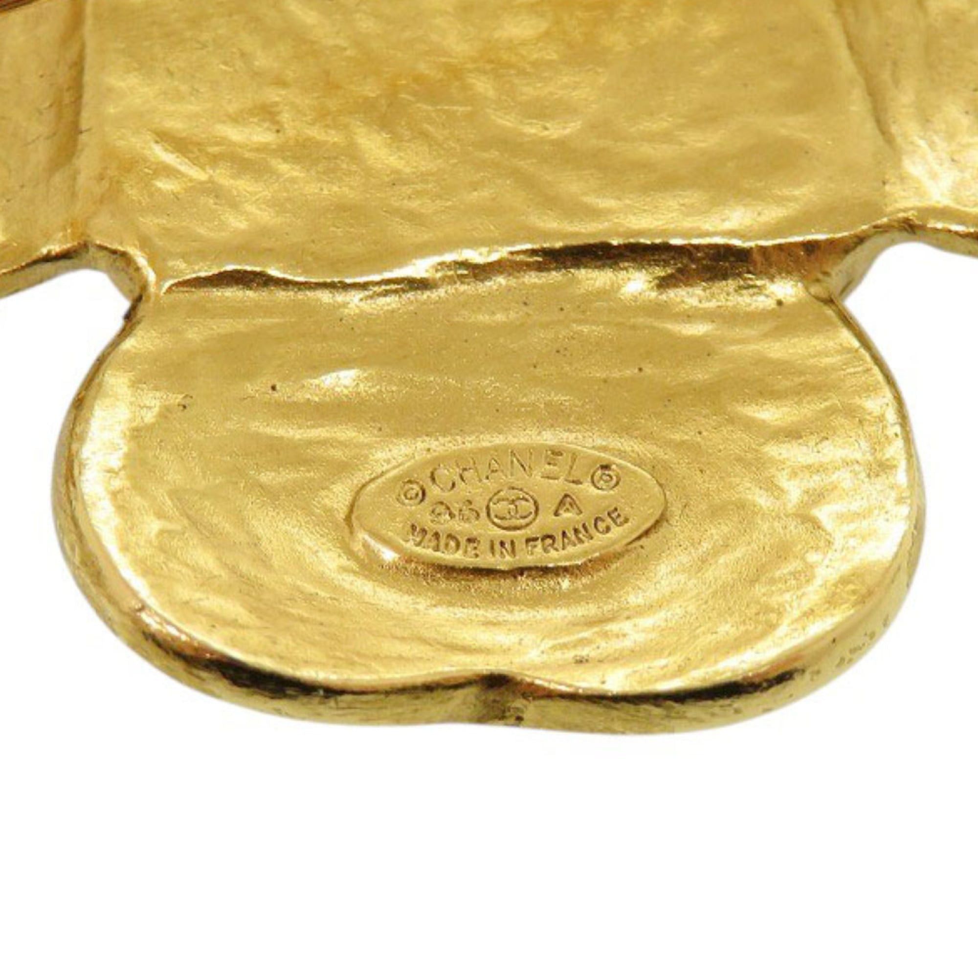 Chanel Excellent condition Chanel Coco Mark Vintage 96A Clover Stone Metal Gold Brooch 1481CHANEL Size ONE SIZE - 5 Thumbnail