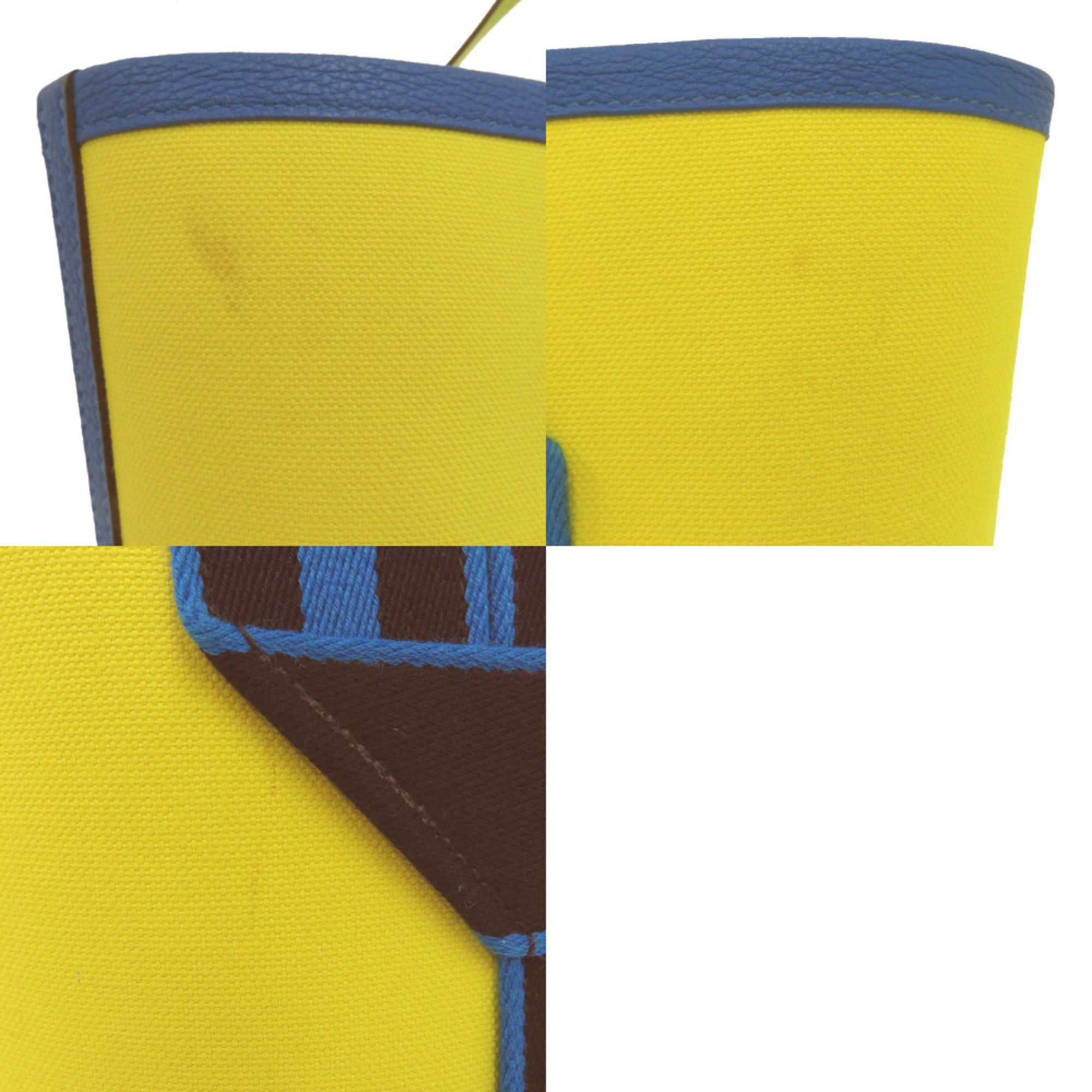 Hermes Hermes Pure Sangle Tote Bag, Silver Hardware, Toile Military Canvas, Taurillon Clemence Leather, Lime, Vert Ensemble, Blue Hydra, Yellow, Black, 1654HERMES Size ONE SIZE - 10 Thumbnail