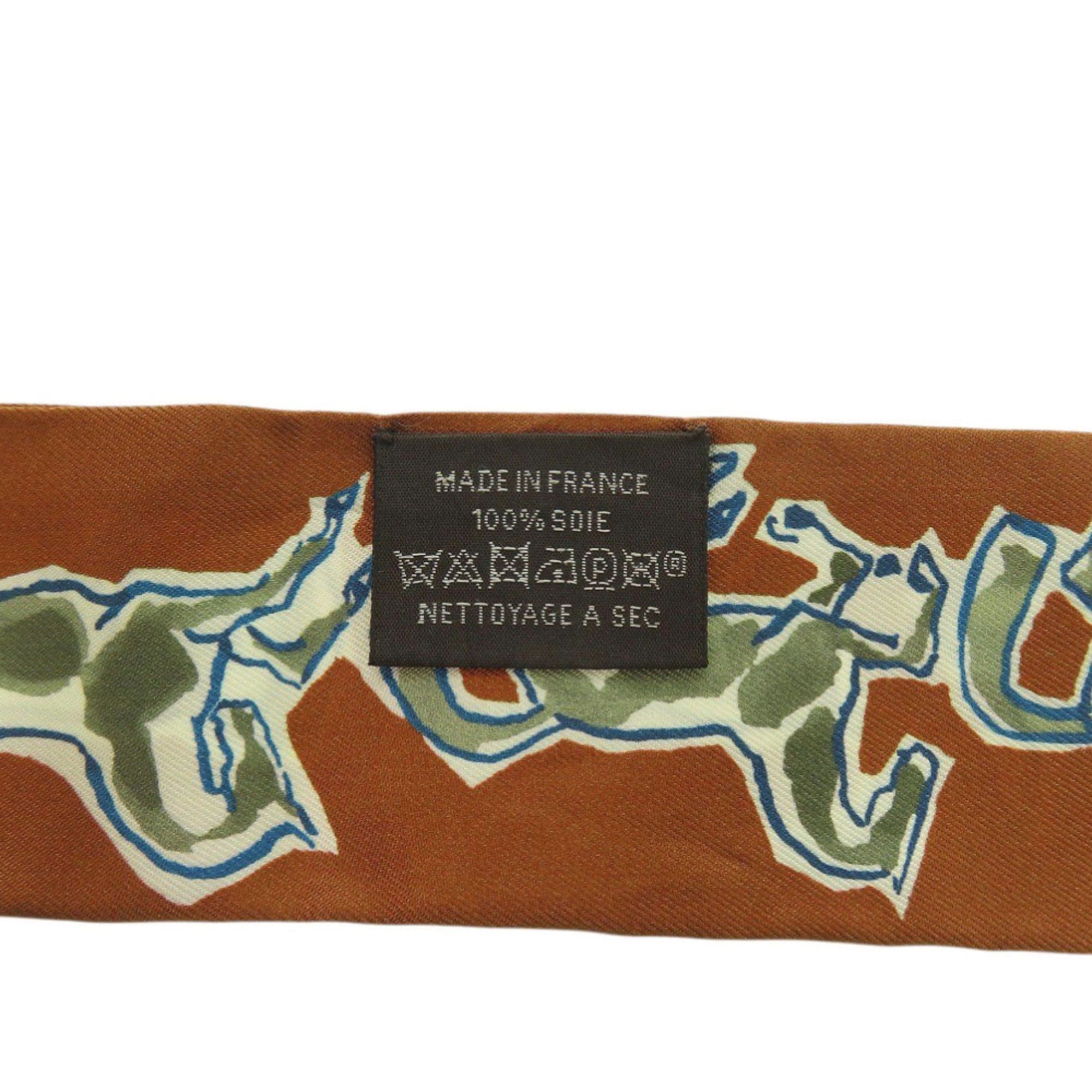 Hermes Like New Hermes Twilly Chevaux en Liberte (Free Horse) Silk Caramel Khaki White Scarf Muffler Brown 0479HERMES Size ONE SIZE - 3 Thumbnail