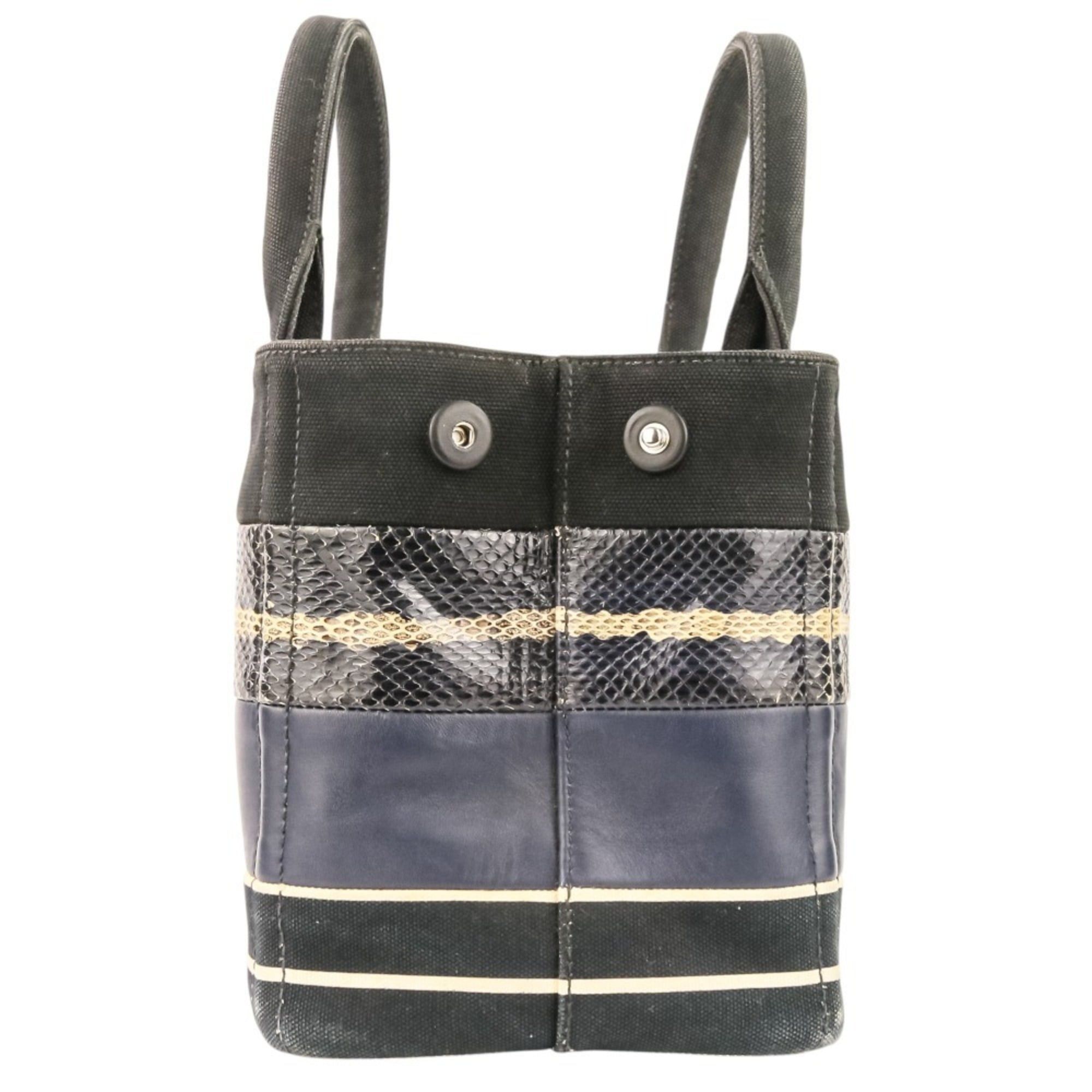 Prada PRADA Patchwork Canapa Mini 2-Way Handbag/Shoulder Bag 1BG439 Black/Navy Women's Size ONE SIZE - 5 Thumbnail