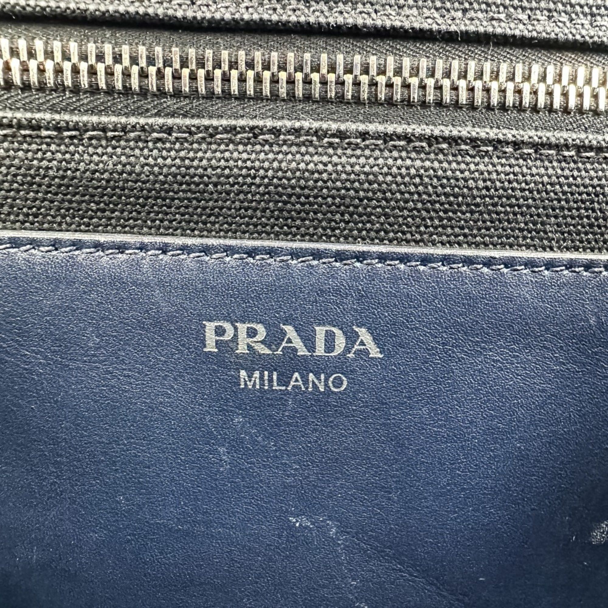 Prada PRADA Patchwork Canapa Mini 2-Way Handbag/Shoulder Bag 1BG439 Black/Navy Women's Size ONE SIZE - 9 Thumbnail
