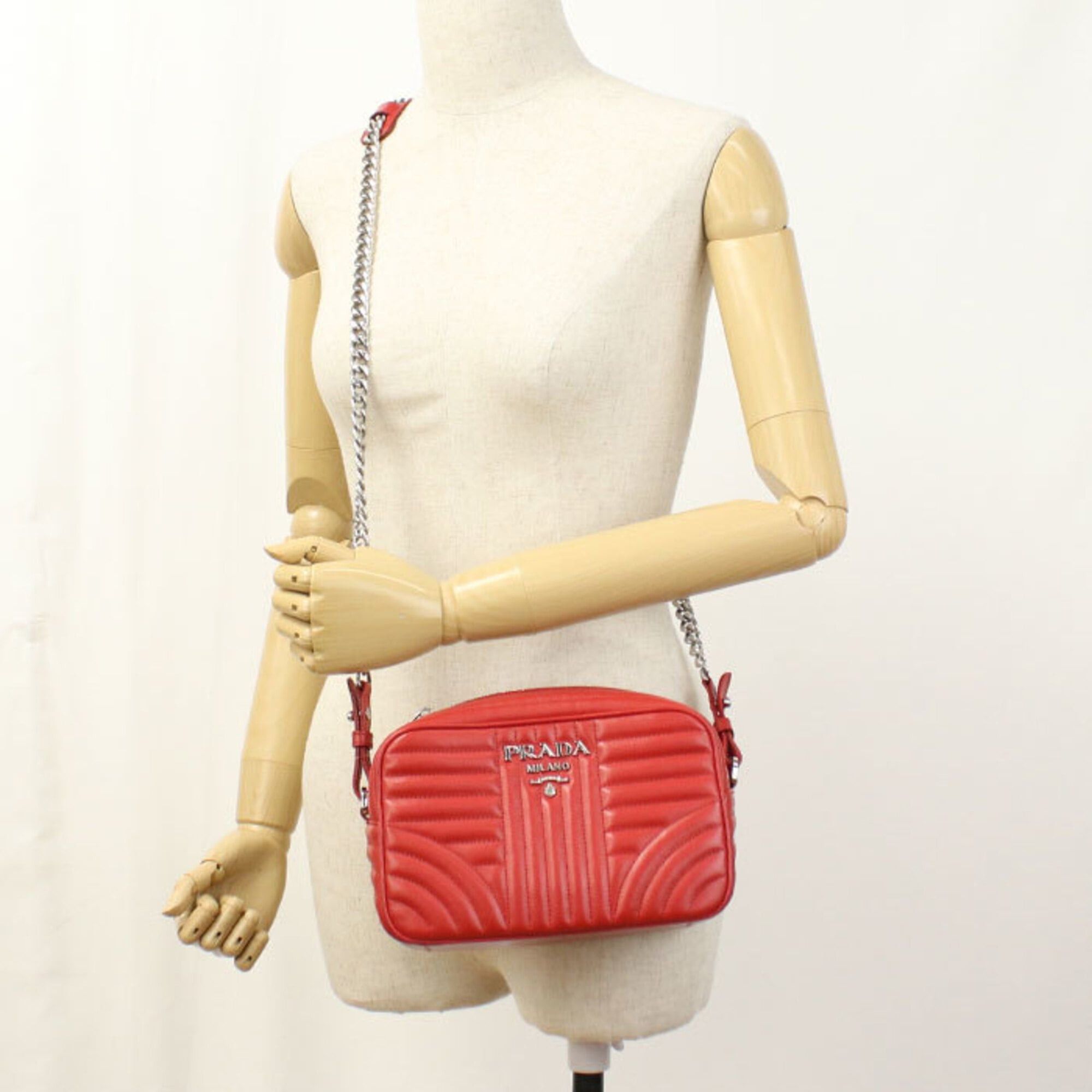 Prada Prada Shoulder Bag 1BH083 Chain Diagram Women's Red Size ONE SIZE - 9 Thumbnail