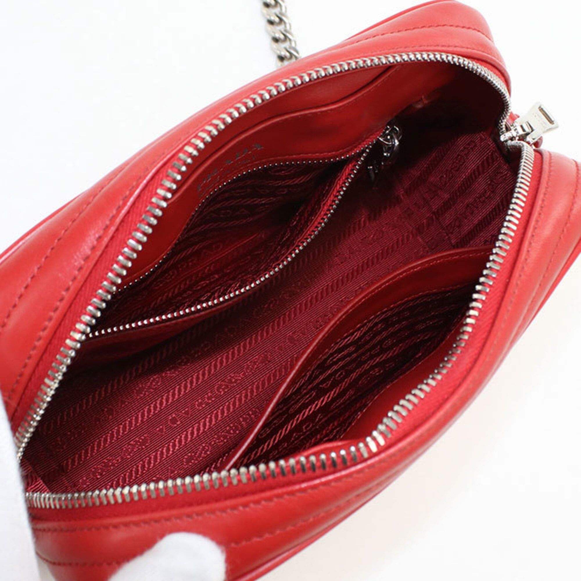 Prada Prada Shoulder Bag 1BH083 Chain Diagram Women's Red Size ONE SIZE - 3 Thumbnail
