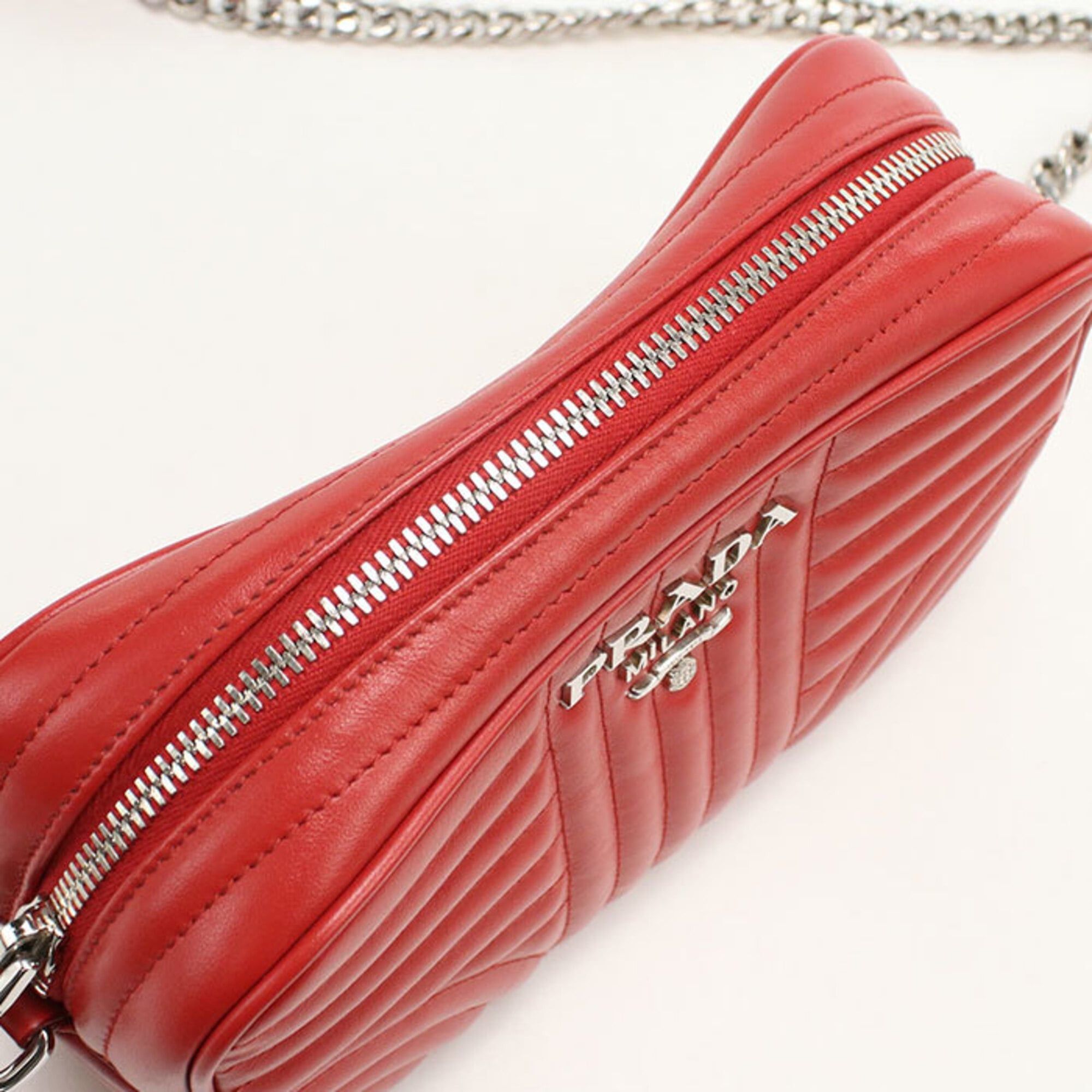 Prada Prada Shoulder Bag 1BH083 Chain Diagram Women's Red Size ONE SIZE - 8 Thumbnail
