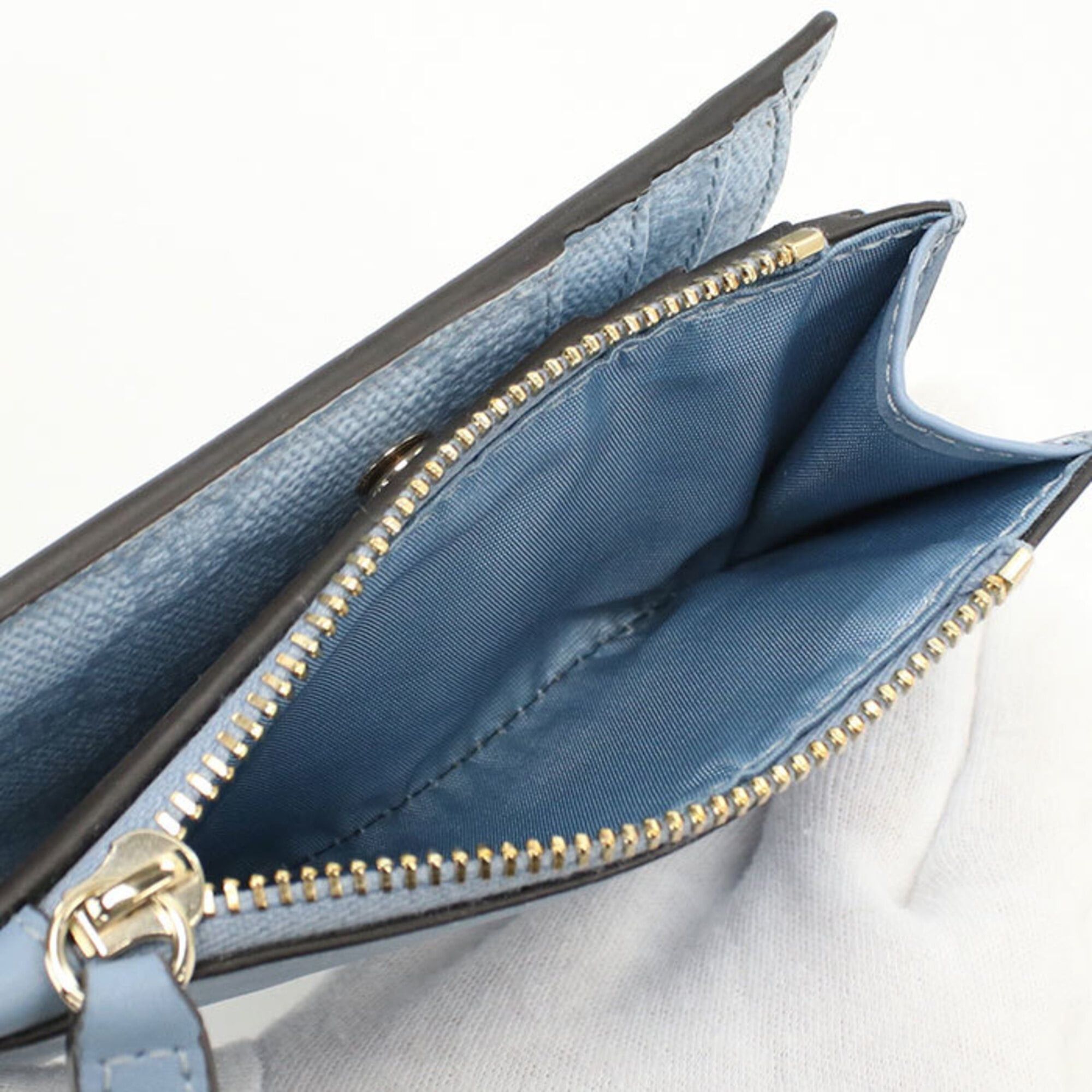 Gucci GUCCI Bi-fold Wallet 826718 Medium Zip GG Emblem Women's Blue Size ONE SIZE - 6 Thumbnail