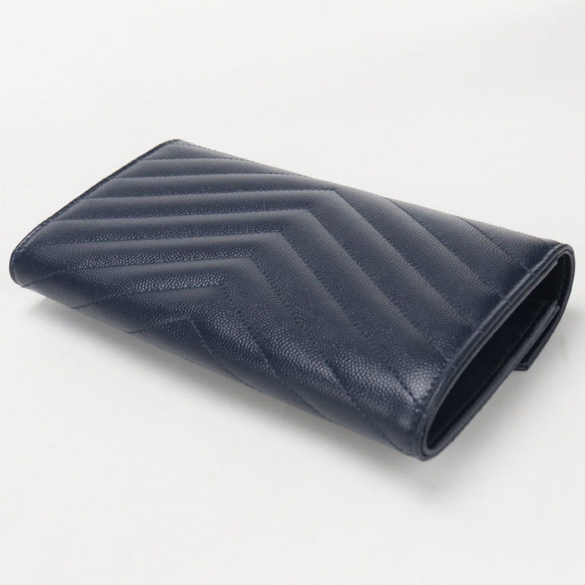 Saint Laurent Paris Saint Laurent Bi-fold Long Wallet 372264 Large Flap Cassandra Women's Navy Size ONE SIZE - 2 Thumbnail