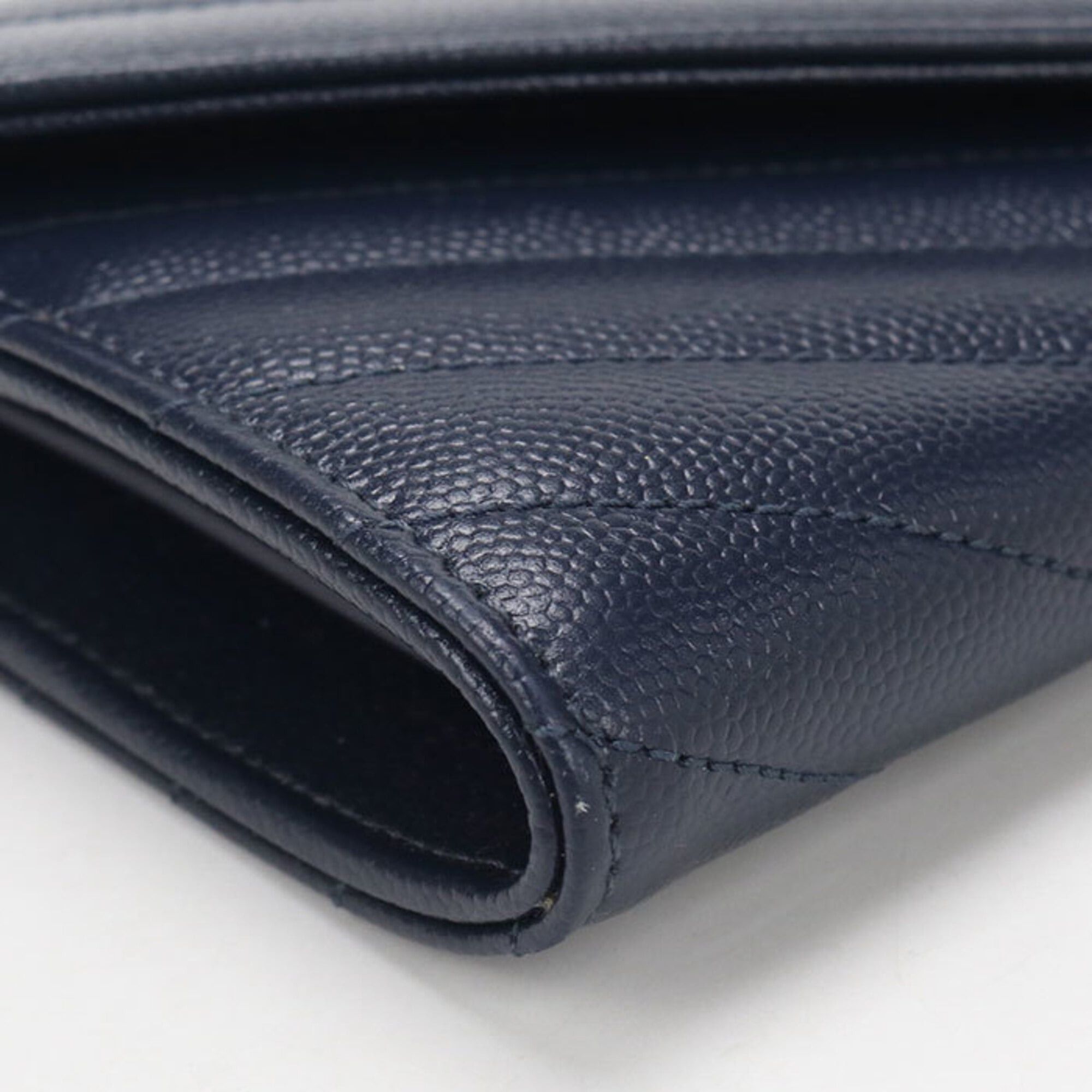 Saint Laurent Paris Saint Laurent Bi-fold Long Wallet 372264 Large Flap Cassandra Women's Navy Size ONE SIZE - 7 Thumbnail