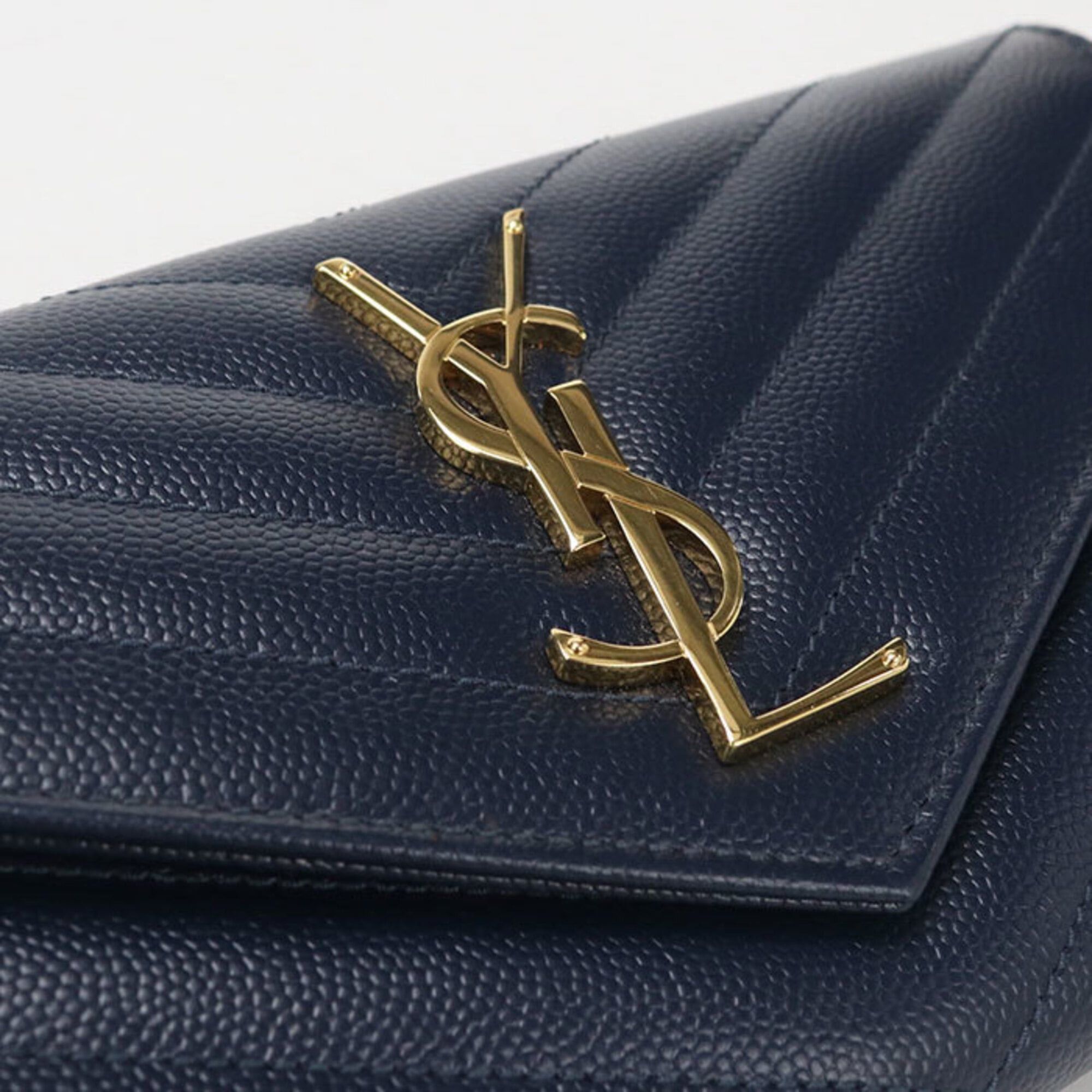 Saint Laurent Paris Saint Laurent Bi-fold Long Wallet 372264 Large Flap Cassandra Women's Navy Size ONE SIZE - 4 Thumbnail