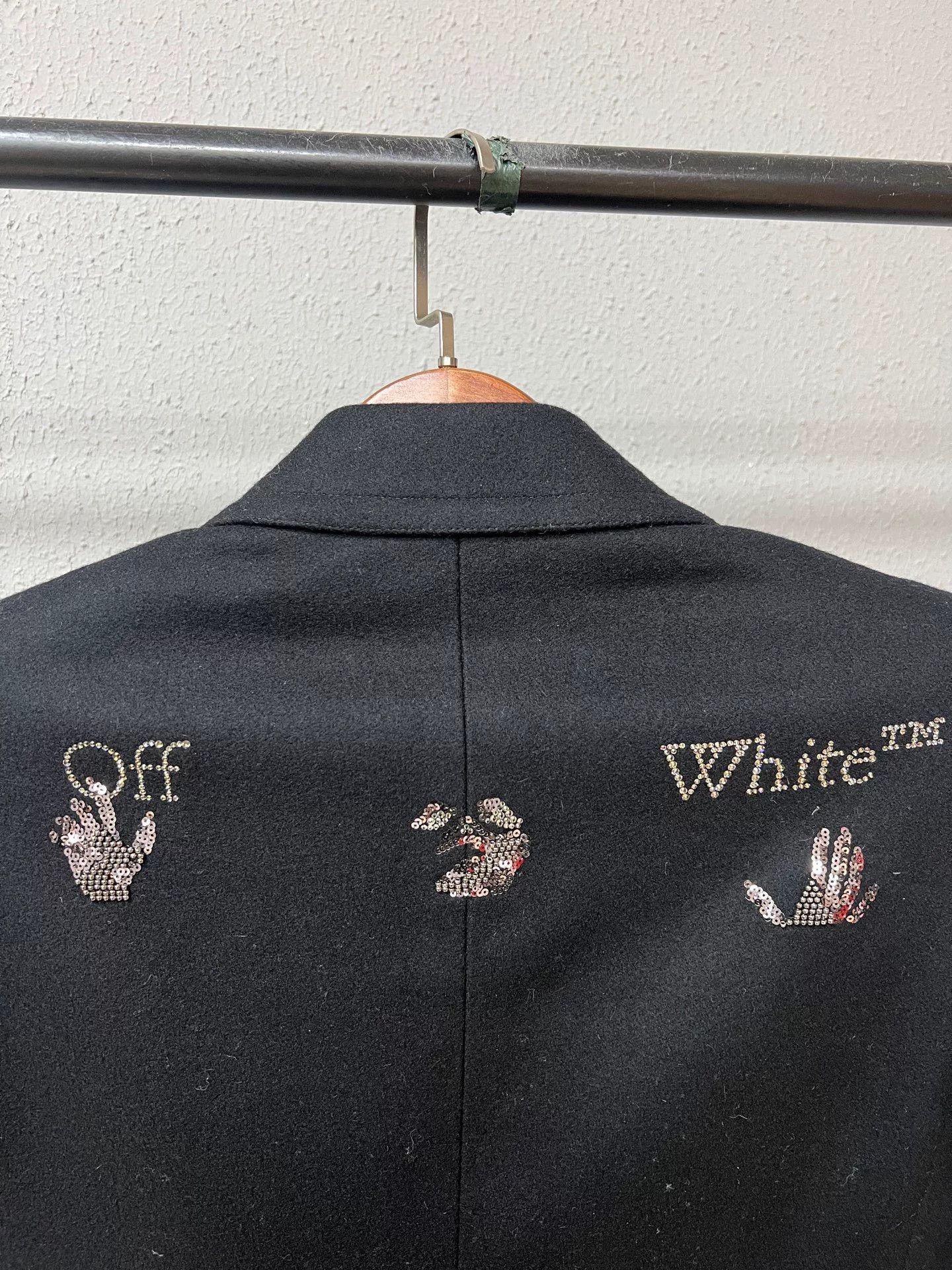 Off-White Off-white Rhinestone Wool Coat Size S / US 4 / IT 40 - 4 Thumbnail