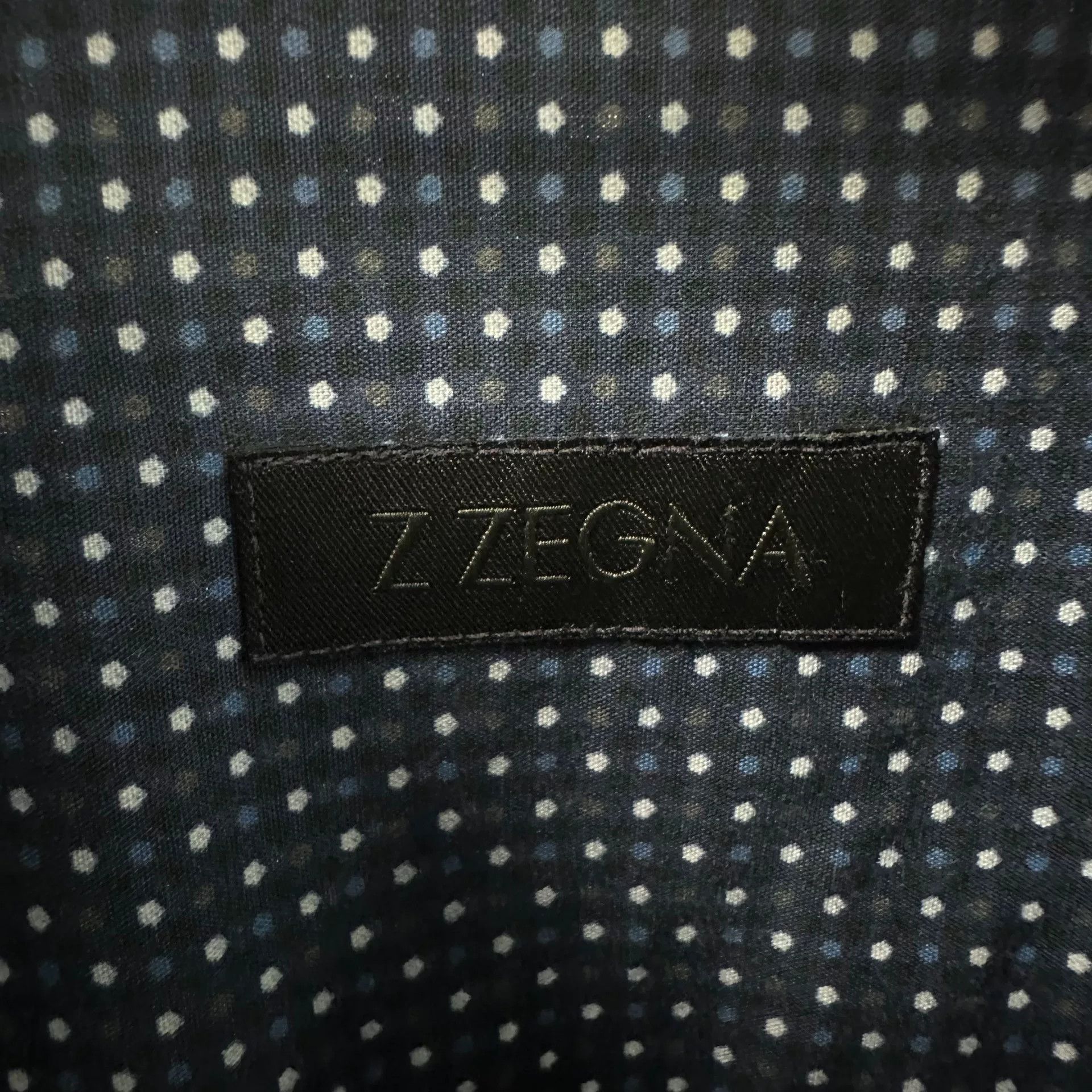 Z Zegna Z Zegna Dark Blue Polka Dot Long Sleeve Shirt Size US M / EU 48-50 / 2 - 3 Thumbnail