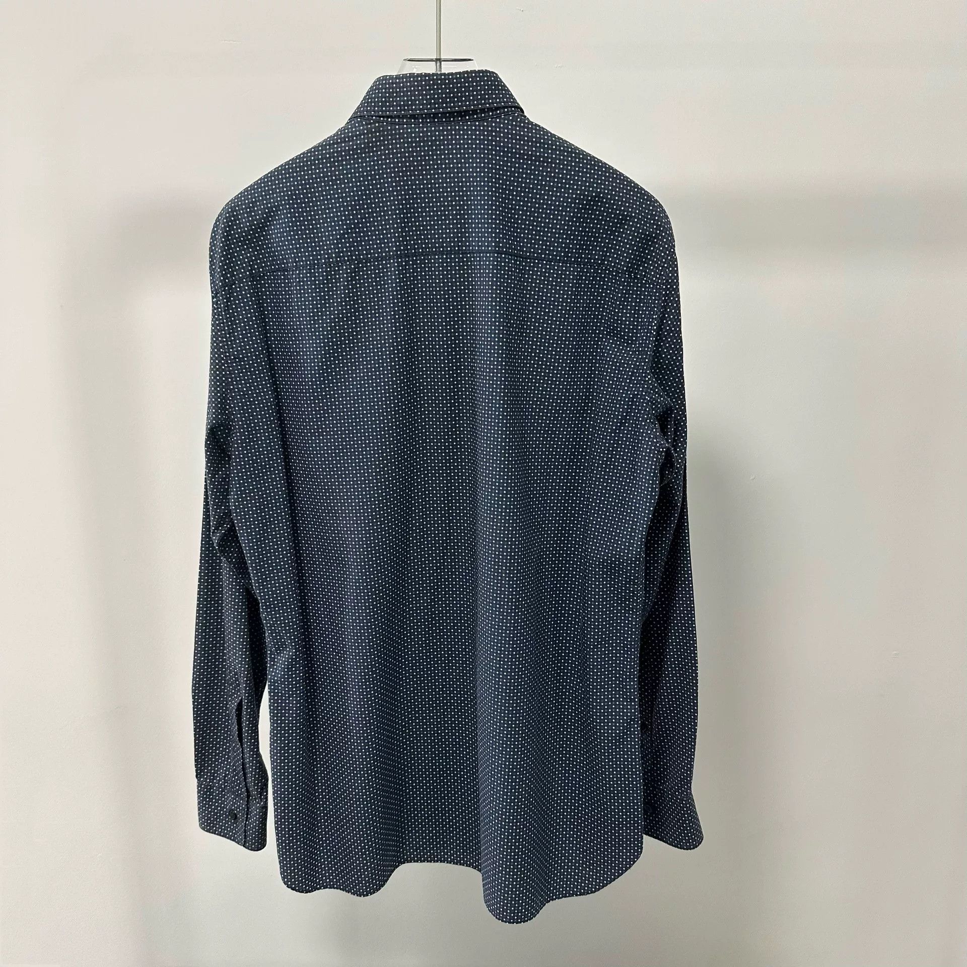 Z Zegna Z Zegna Dark Blue Polka Dot Long Sleeve Shirt Size US M / EU 48-50 / 2 - 4 Thumbnail