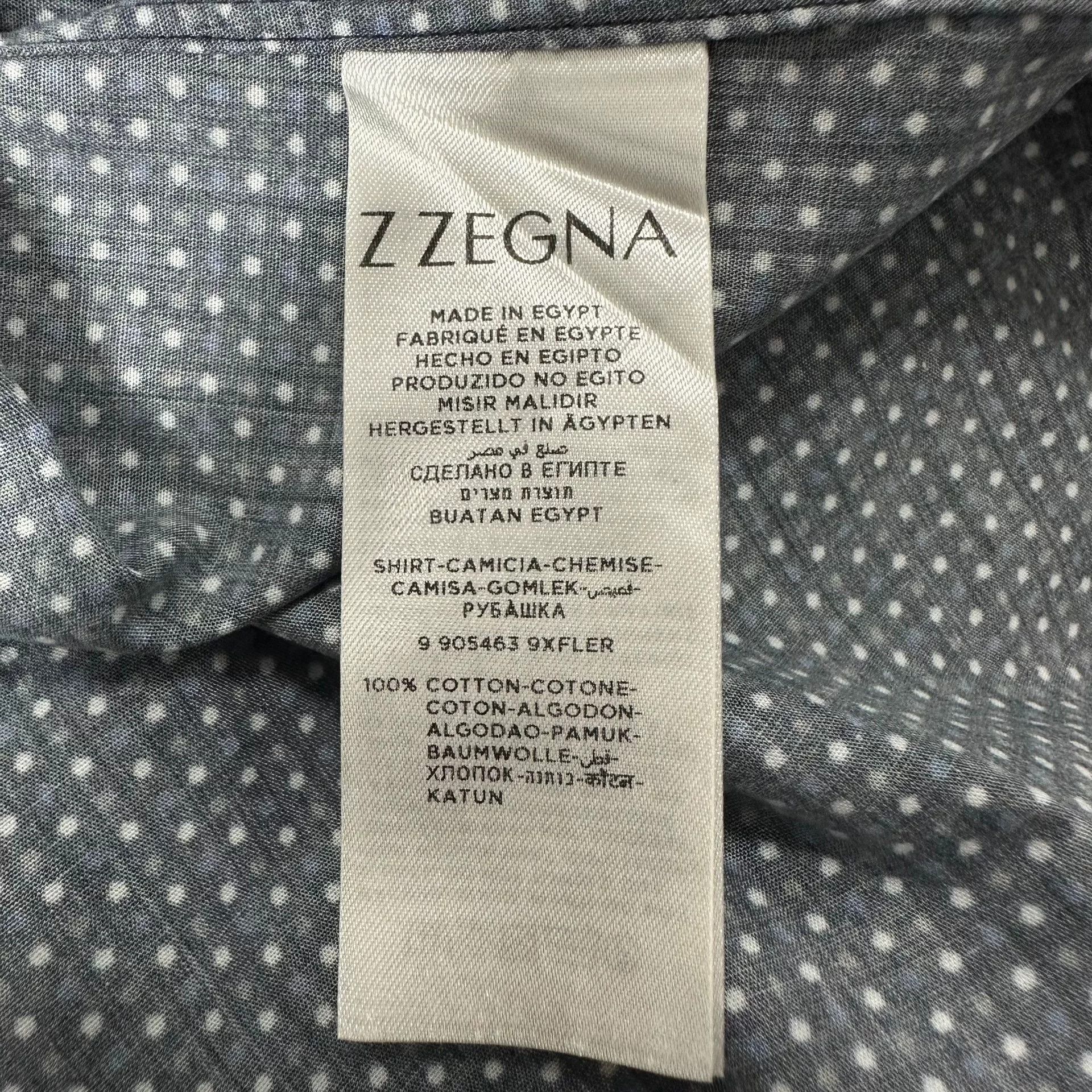 Z Zegna Z Zegna Dark Blue Polka Dot Long Sleeve Shirt Size US M / EU 48-50 / 2 - 6 Thumbnail