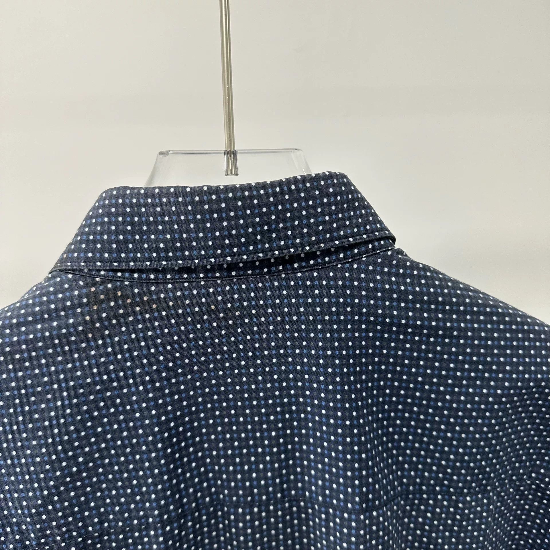 Z Zegna Z Zegna Dark Blue Polka Dot Long Sleeve Shirt Size US M / EU 48-50 / 2 - 5 Thumbnail