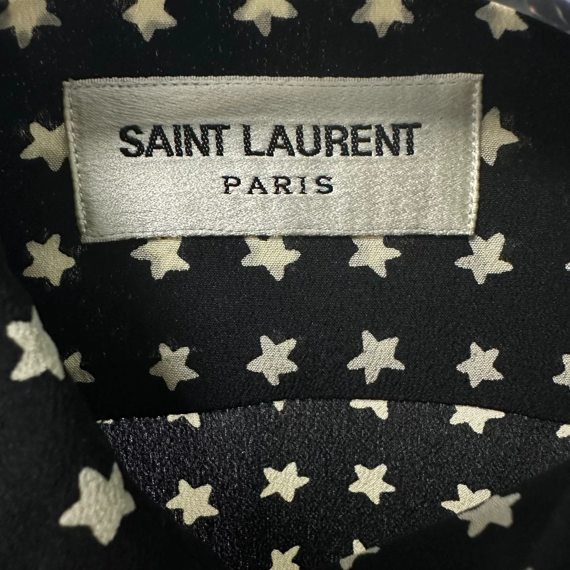 Saint Laurent Paris Saint Laurent Black Star Silk Shirt Size US M / EU 48-50 / 2 - 6 Thumbnail