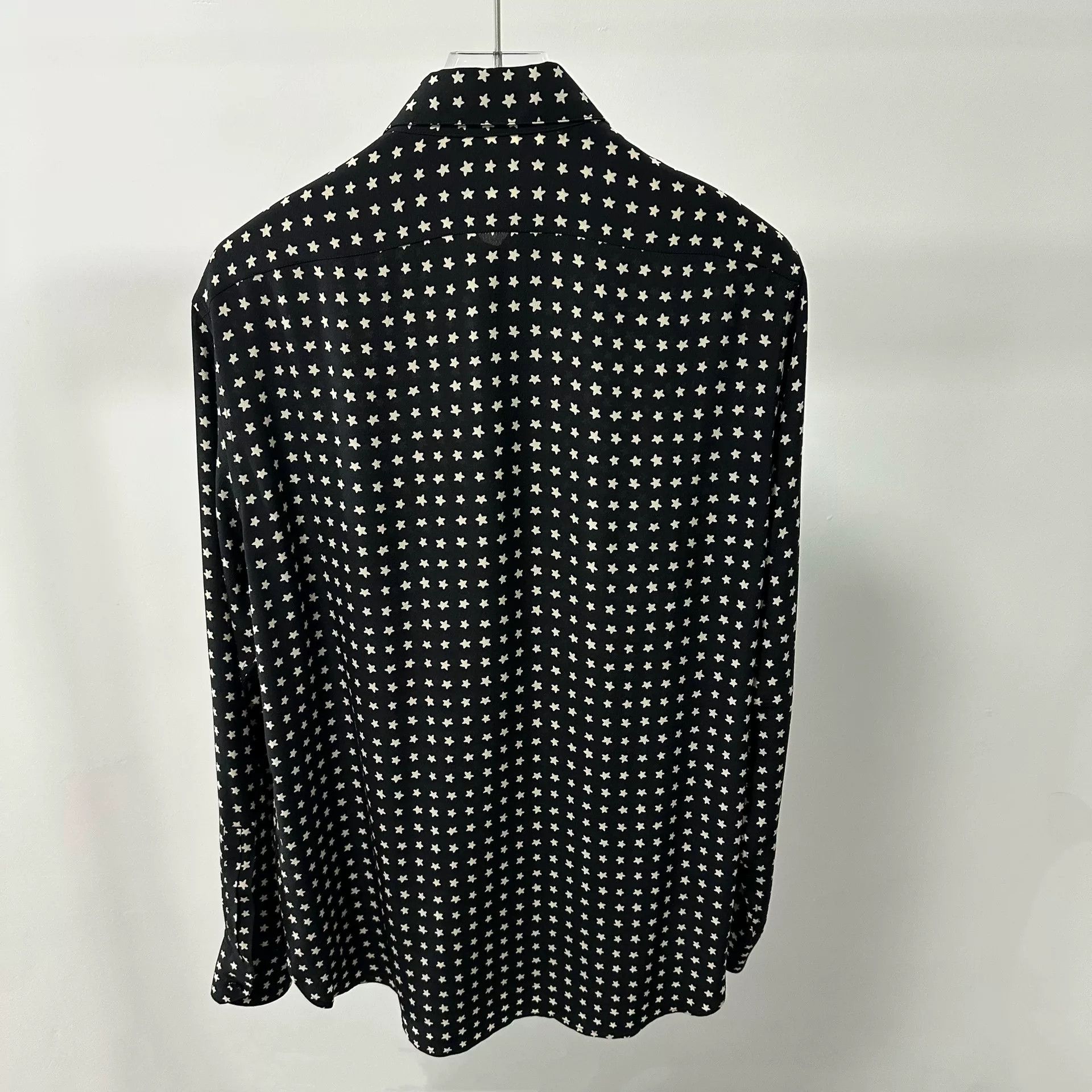 Saint Laurent Paris Saint Laurent Black Star Silk Shirt Size US M / EU 48-50 / 2 - 2 Thumbnail