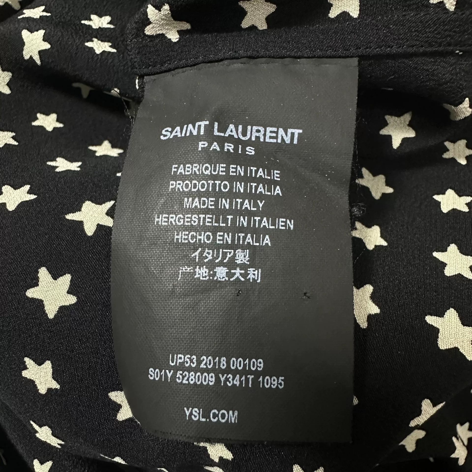 Saint Laurent Paris Saint Laurent Black Star Silk Shirt Size US M / EU 48-50 / 2 - 4 Thumbnail