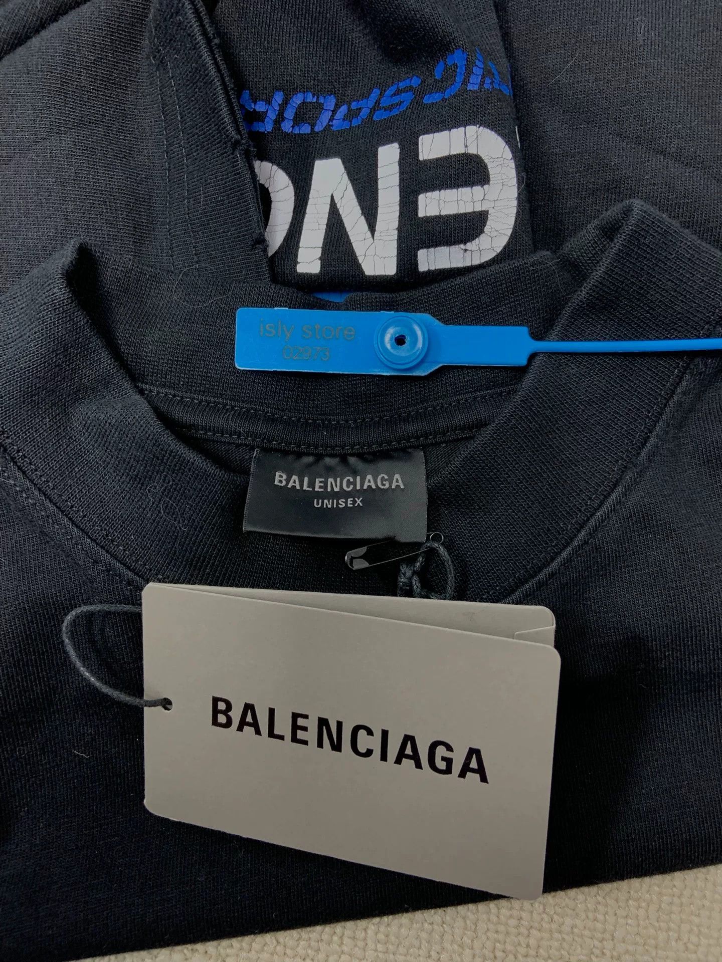 Balenciaga Balenciaga Blue Logo Print Crewneck T-Shirt Size US XXS / EU 40 - 5 Thumbnail