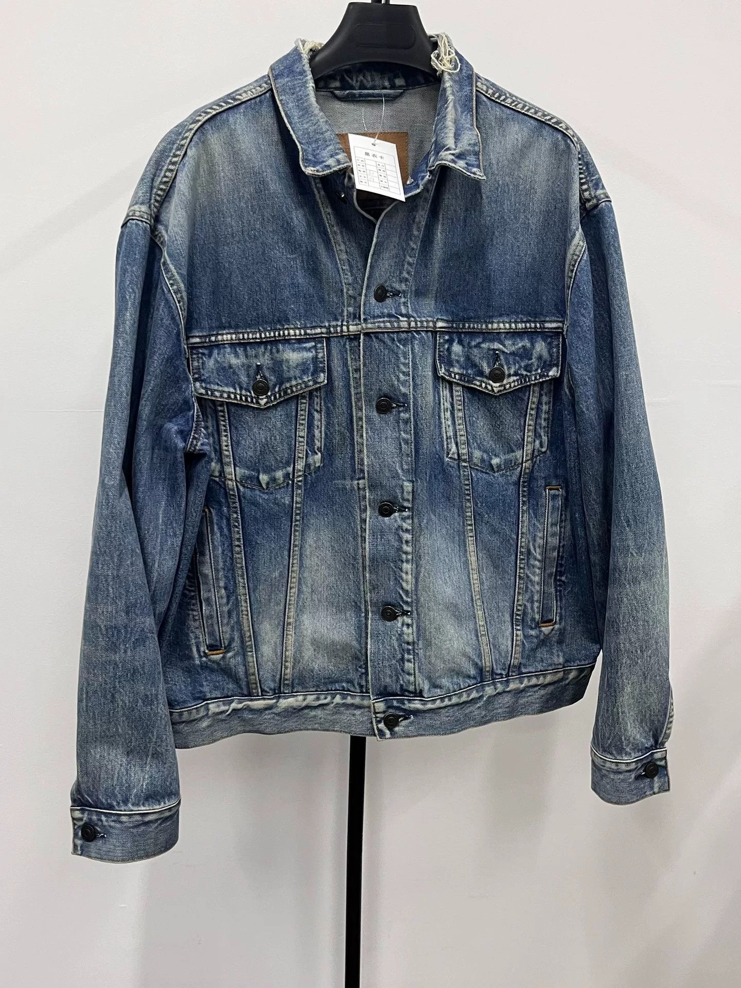 Balenciaga Balenciaga Washed Distressed Logo Denim Jacket Size XXS / US 00 / IT 34 - 2 Thumbnail