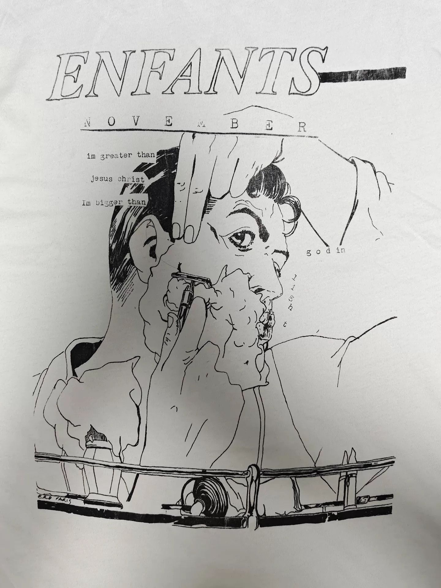 Enfants Riches Deprimes ERD 23FW White Shaving Print Short Sleeve Size US L / EU 52-54 / 3 - 4 Thumbnail