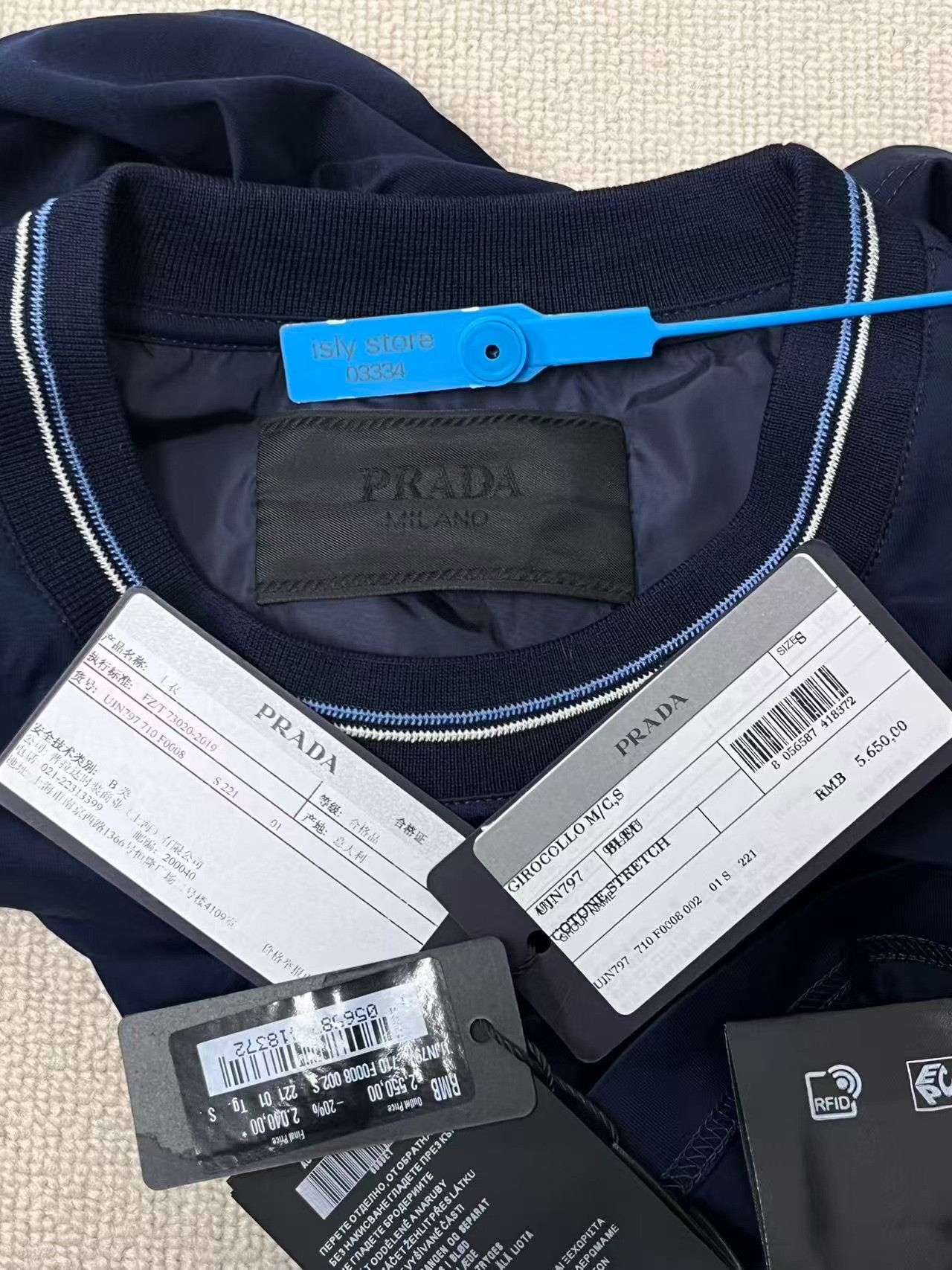 Prada Prada Men's Solid Cotton Embroidered Logo T-Shirt Size US S / EU 44-46 / 1 - 5 Thumbnail