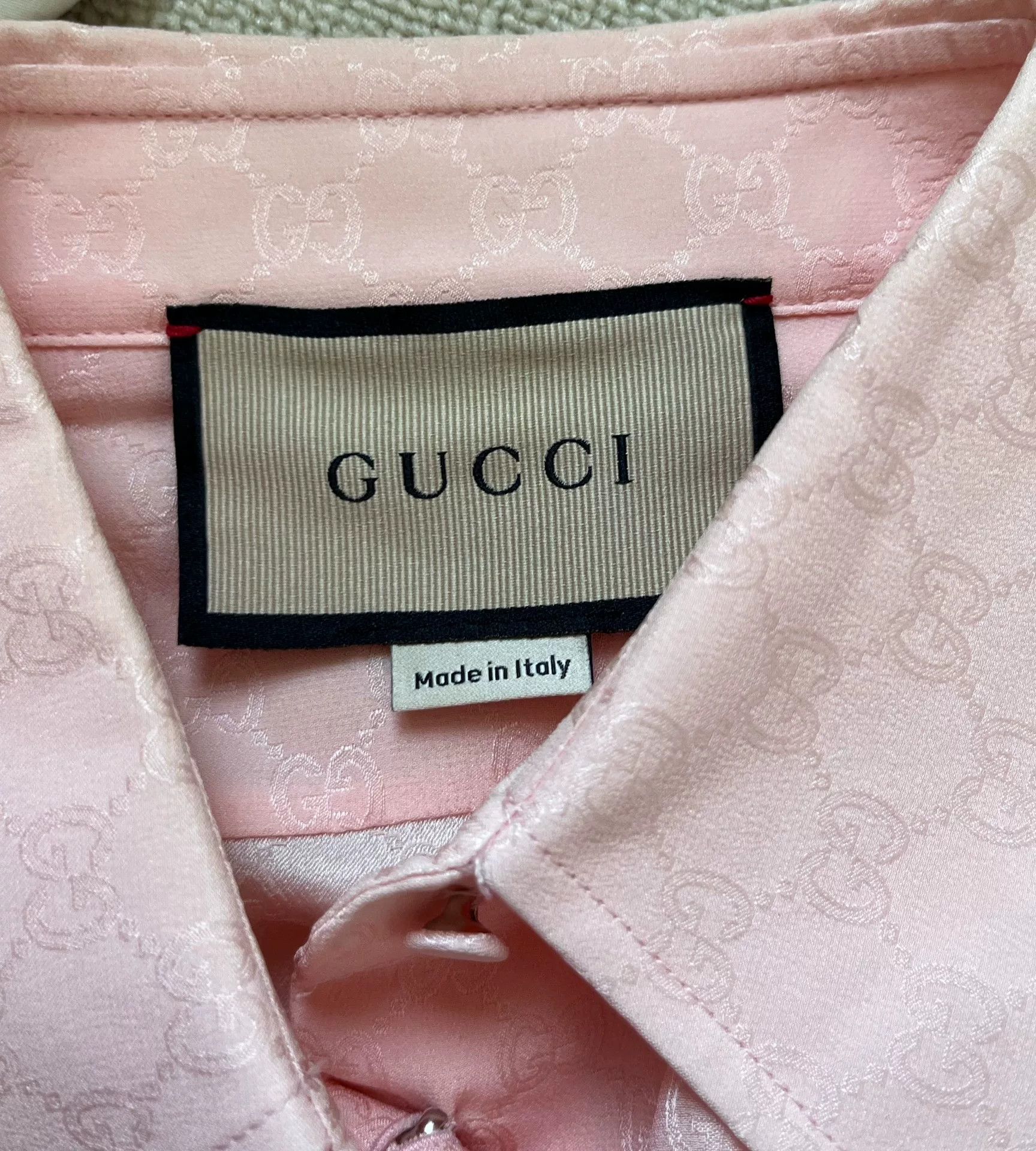 Gucci Gucci Silk Full-Logo Long-Sleeve Shirt Size US XXS / EU 40 - 4 Thumbnail